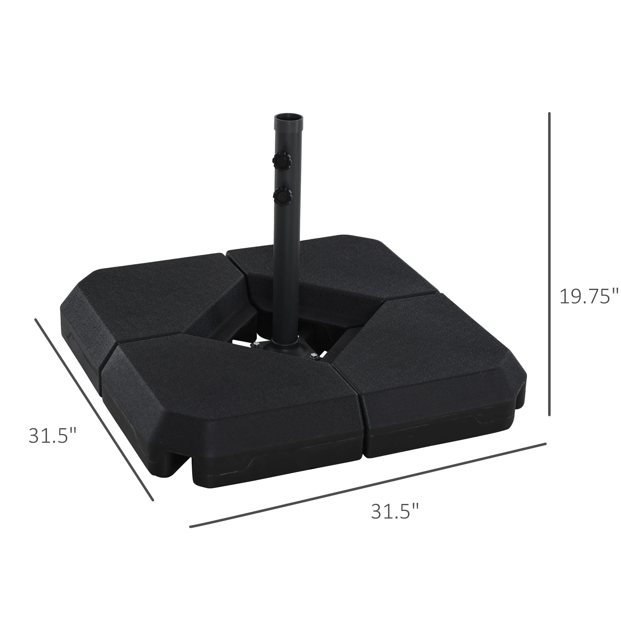 4-Piece Fillable Parasol Base w/ Steel Cross Base Garden Umbrella Stand Weight Umbrella Sand Water Plastic Black - Image 3