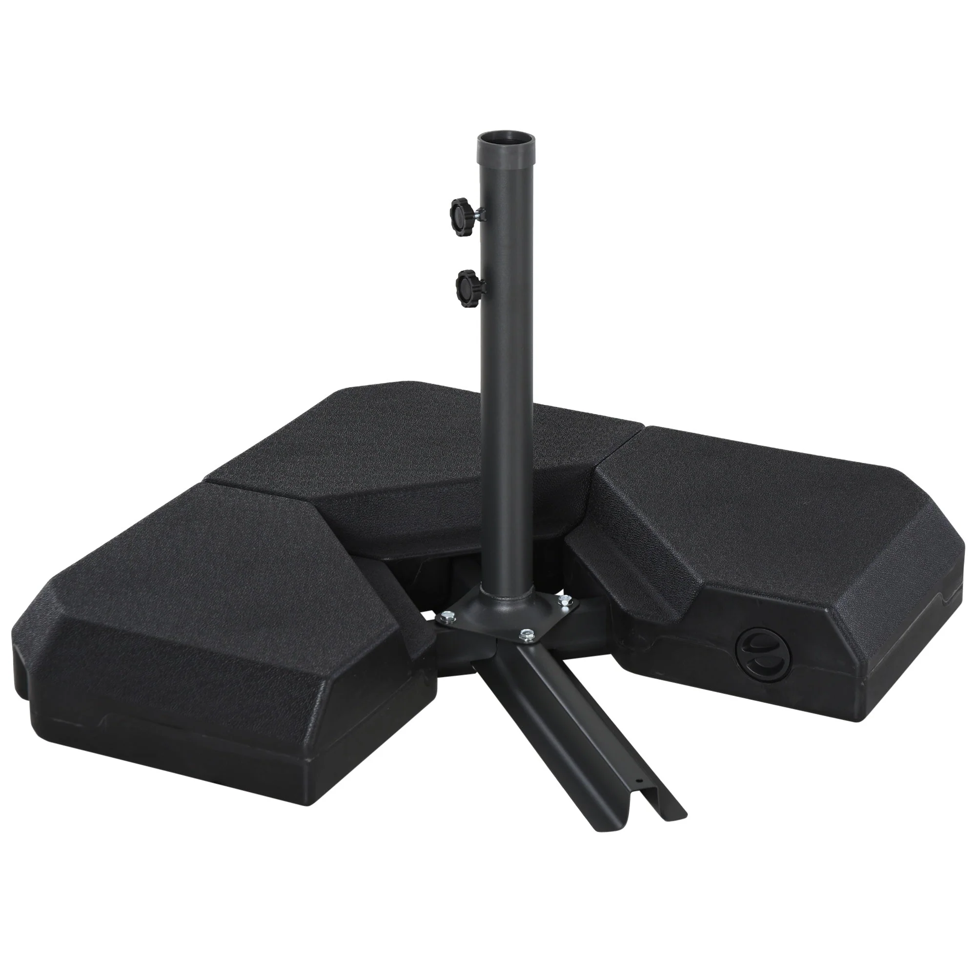 4-Piece Fillable Parasol Base w/ Steel Cross Base Garden Umbrella Stand Weight Umbrella Sand Water Plastic Black - Image 6