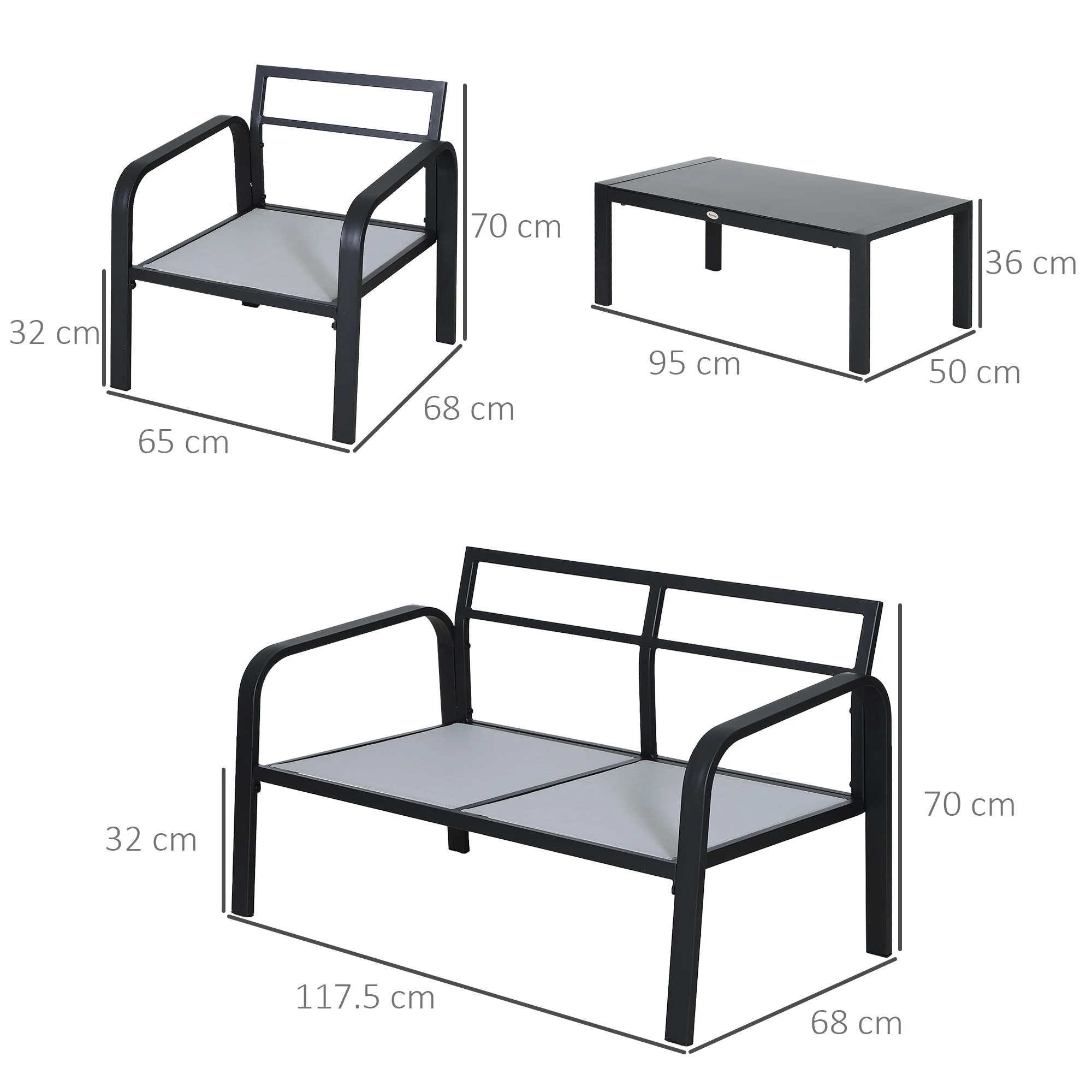 4-Piece Garden Sofa Set 2 Single Armchair - Image 3