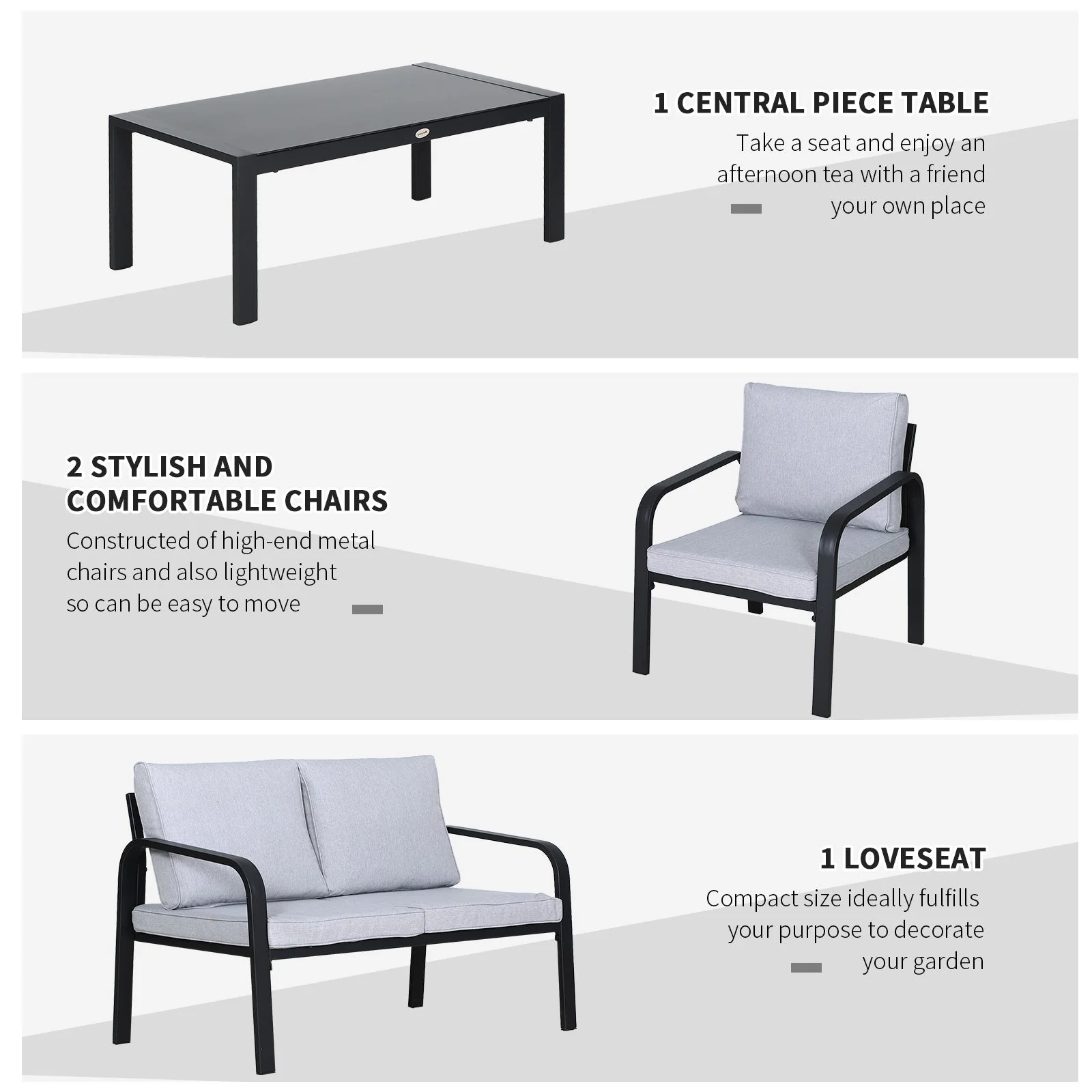 4-Piece Garden Sofa Set 2 Single Armchair - Image 6