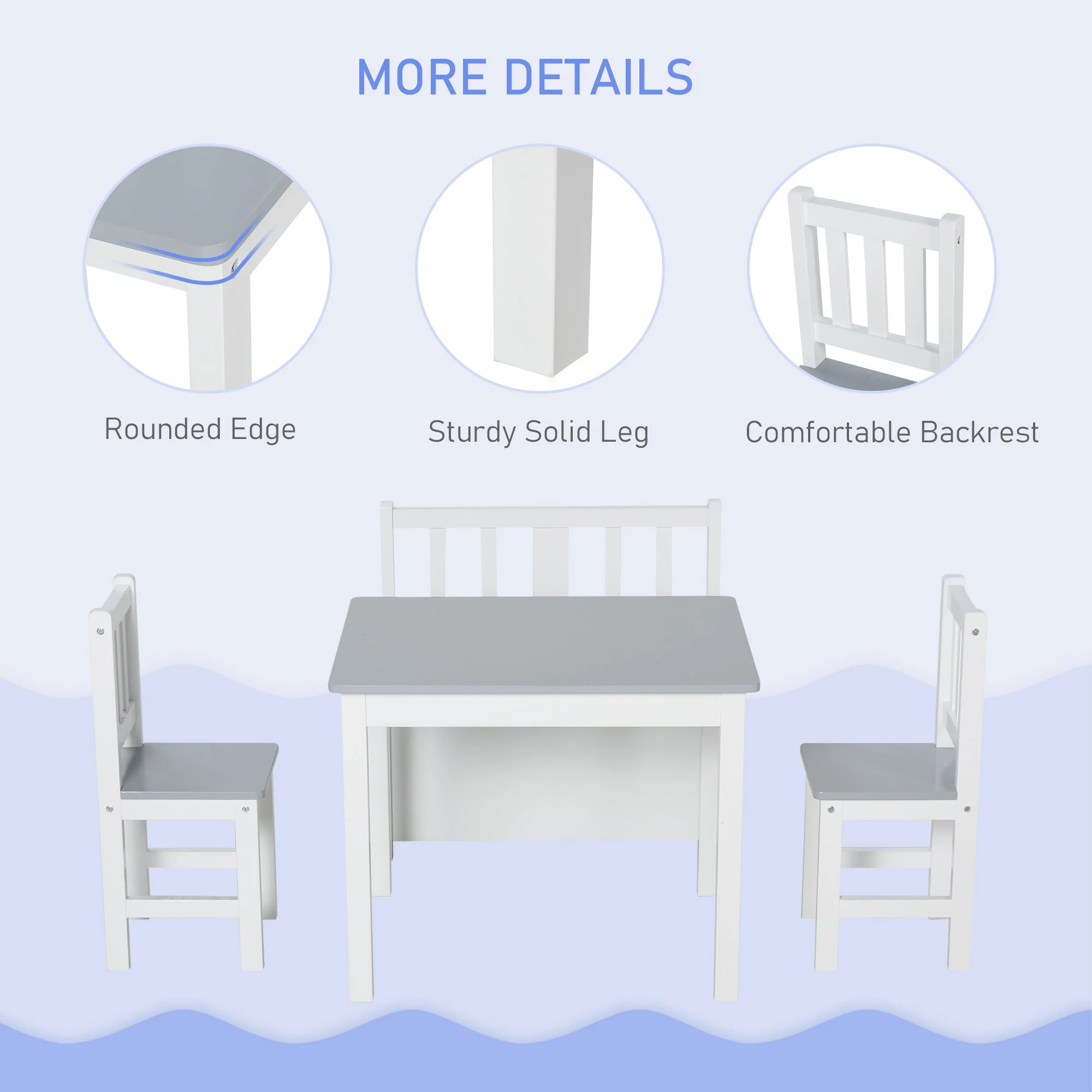 4-Piece Kids Table and Chair Set with 2 Wooden Chairs - Image 4