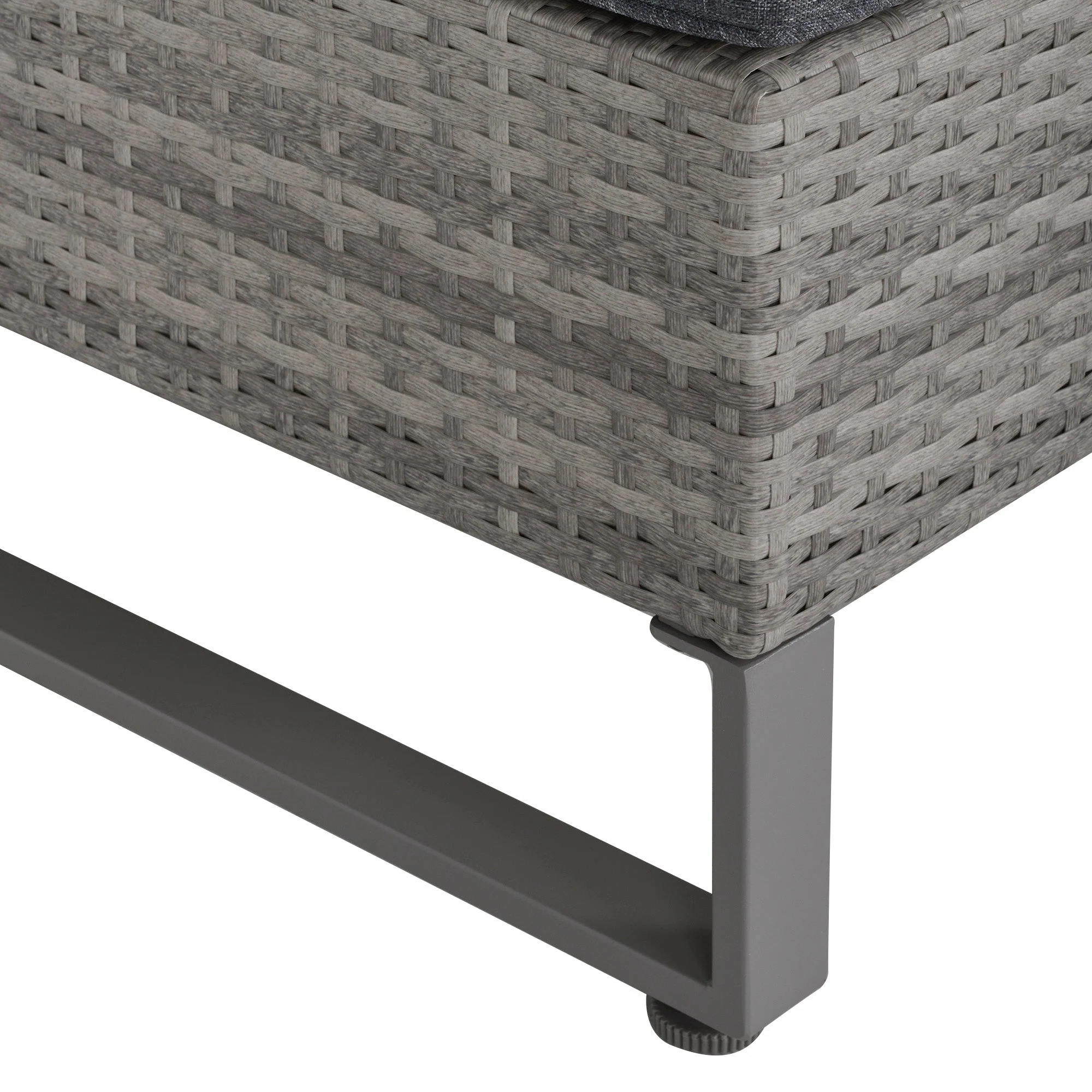 4-Piece PE Rattan Wicker Sofa Set Outdoor Conservatory Furniture Lawn Patio Coffee Table w/ Side Storage Box & Cushion - Image 8