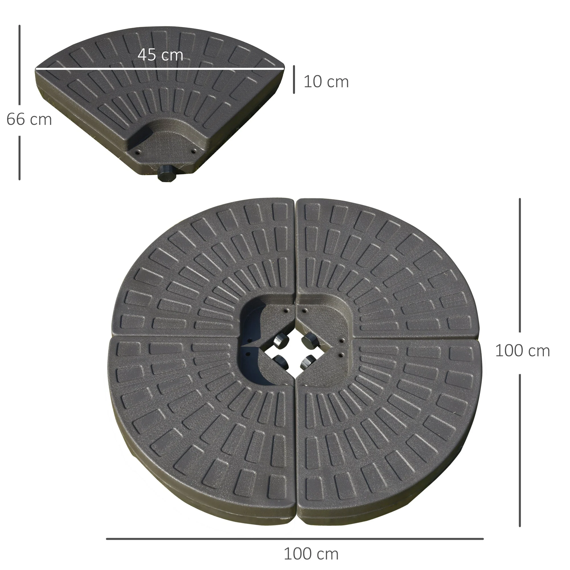 4-Piece Portable Round Parasol Base Umbrella Cross Stand Weights Holder Sand or Water Fillable - Image 3