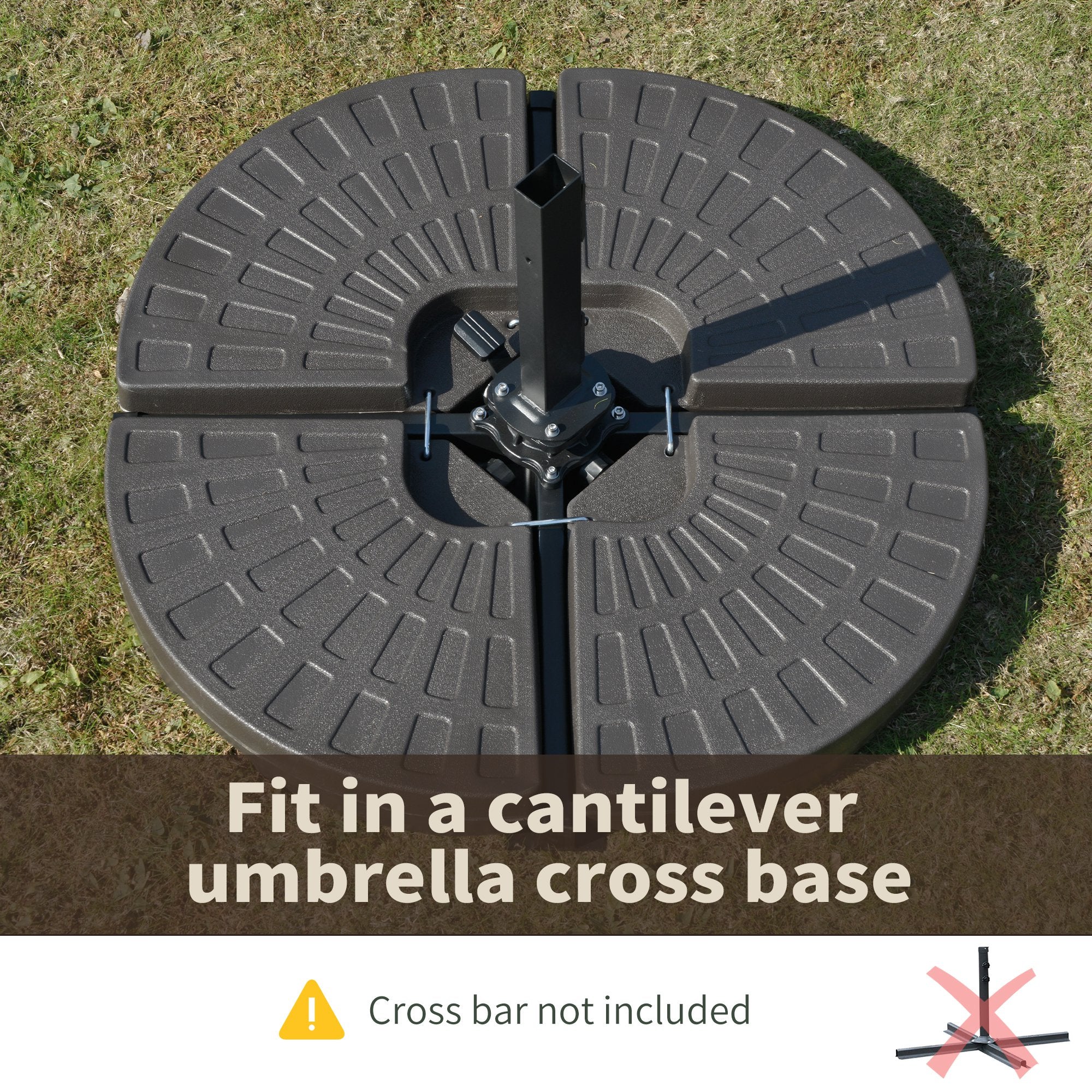 4-Piece Portable Round Parasol Base Umbrella Cross Stand Weights Holder Sand or Water Fillable - Image 5