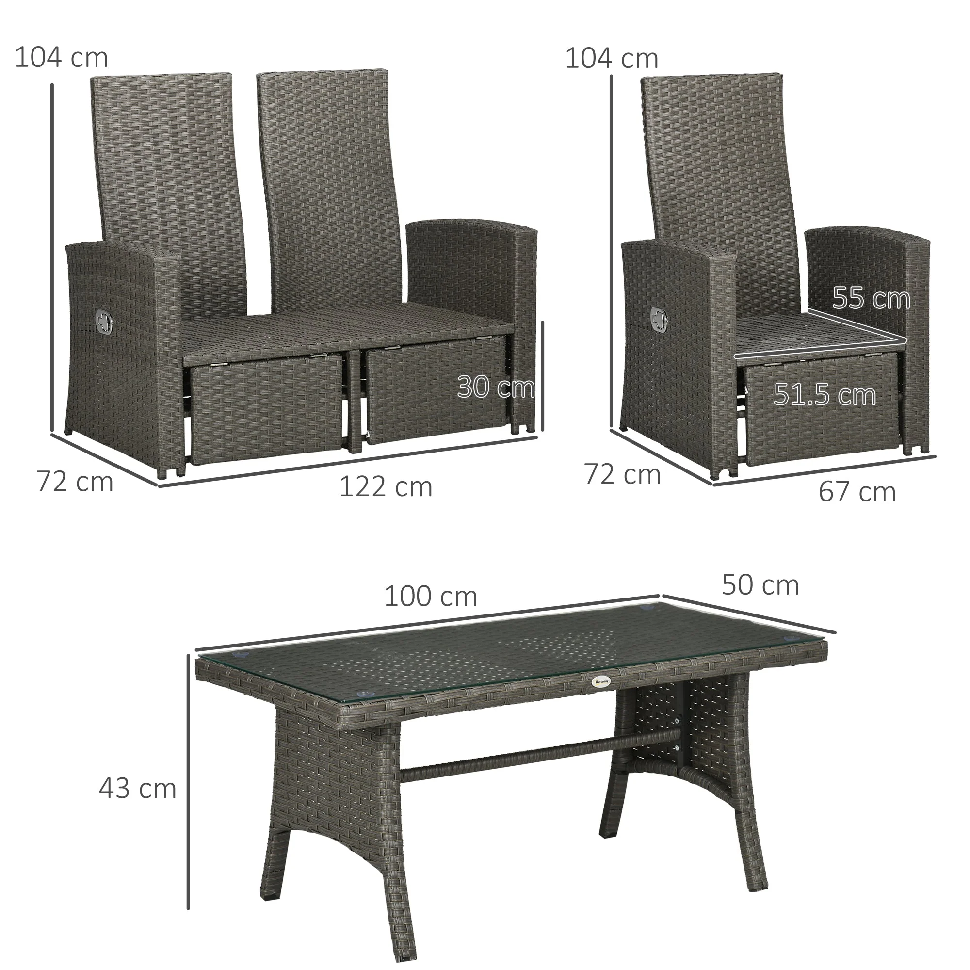 4-Piece Rattan Garden Furniture Sets - Image 2