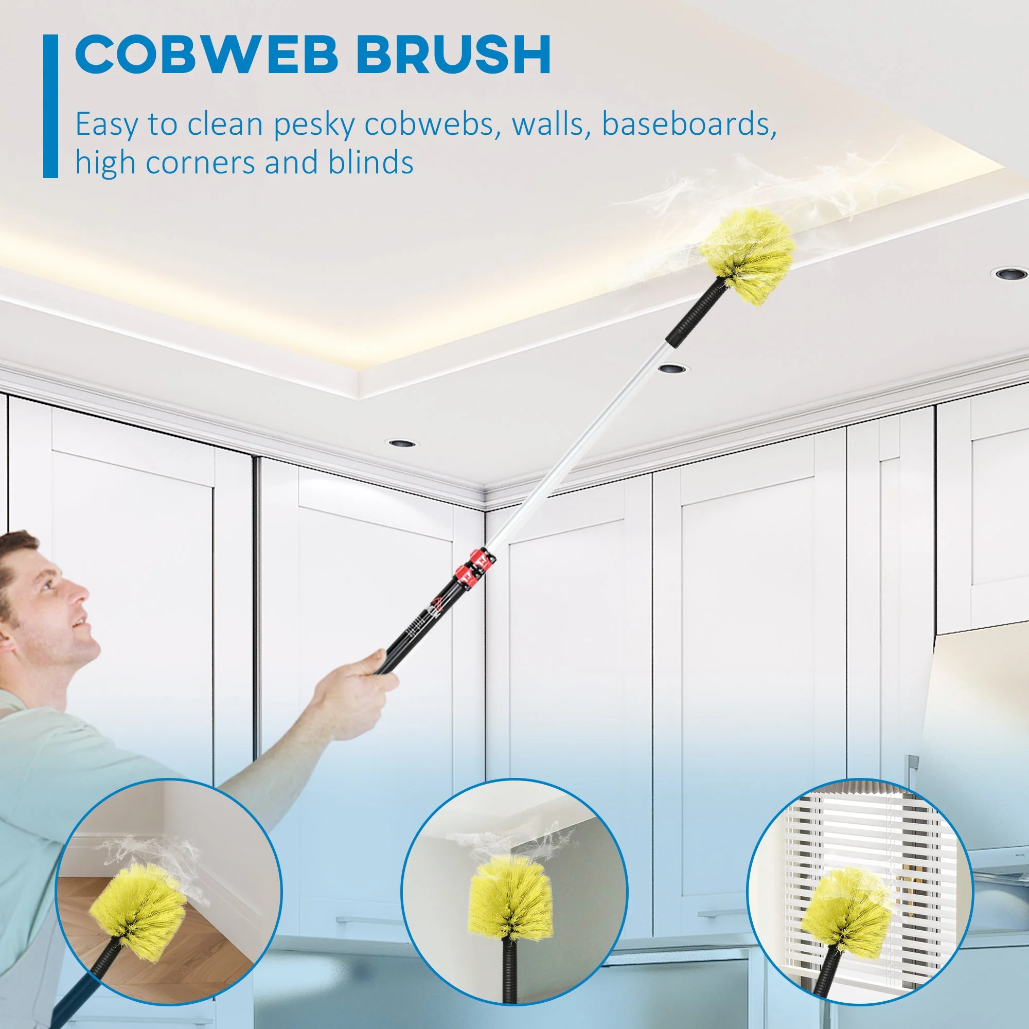 4-Pieces Extendable Feather Duster with Aluminium Telescopic Pole 29"-71" - Image 5