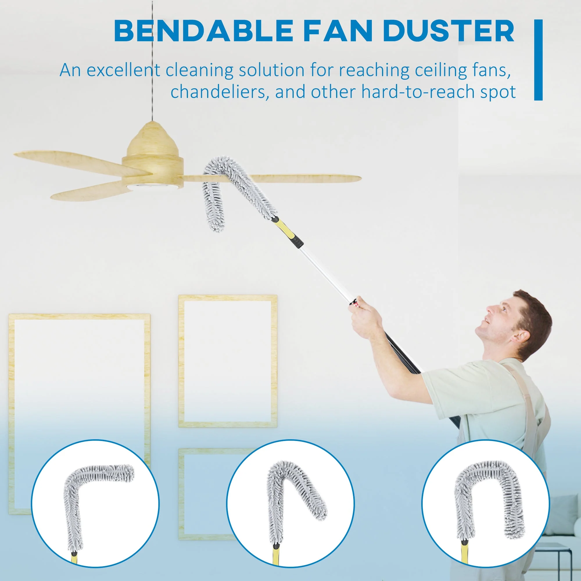 4-Pieces Extendable Feather Duster with Aluminium Telescopic Pole 29"-71" - Image 6