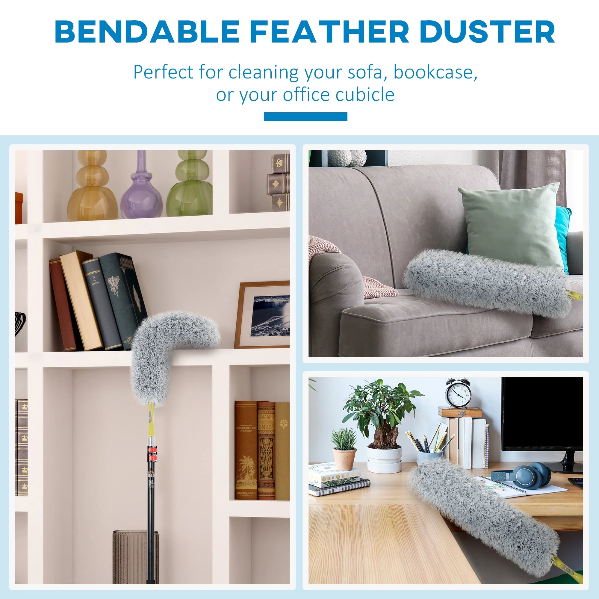 4-Pieces Extendable Feather Duster with Aluminium Telescopic Pole 29"-71" - Image 7