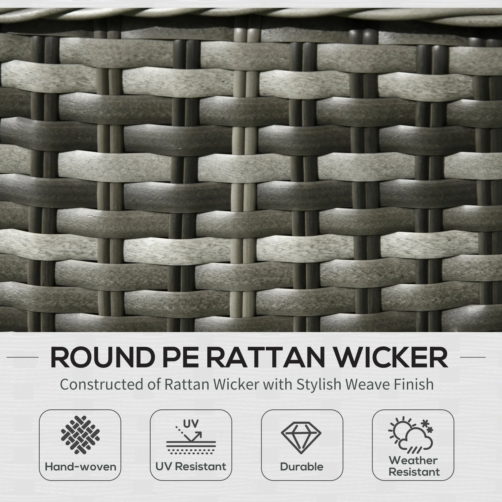 4-Pieces Outdoor PE Rattan Garden Furniture with Cushions - Image 4