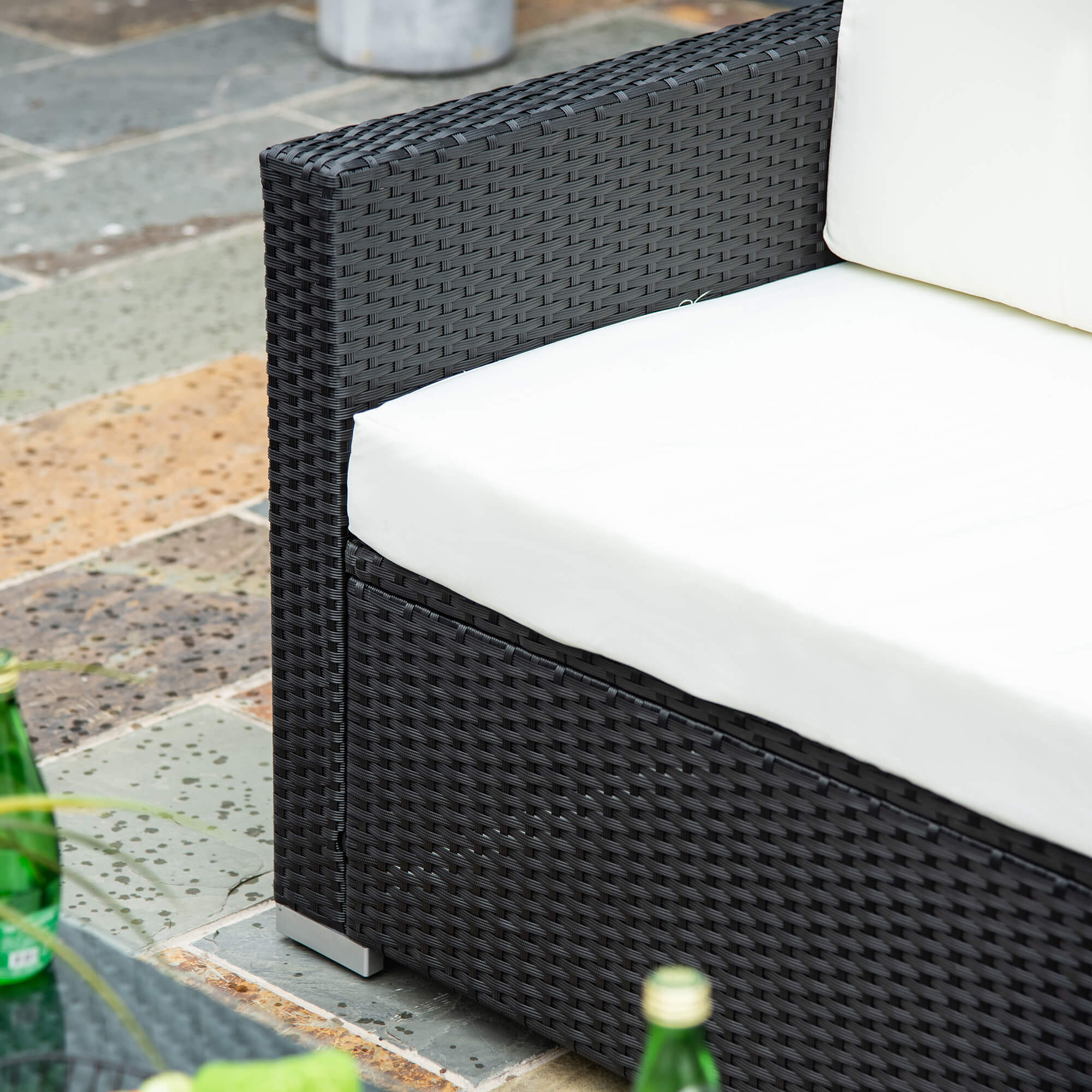 4 Seater Rattan Sofa Set Garden Rattan Furniture Wicker Steel Chair Seat Furniture Patio Rattan Garden Sofa Black - Image 8