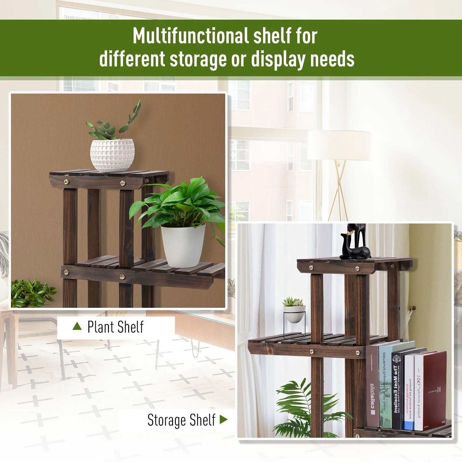 4-Tier Plant Stand with Wheels and Brakes - Image 6