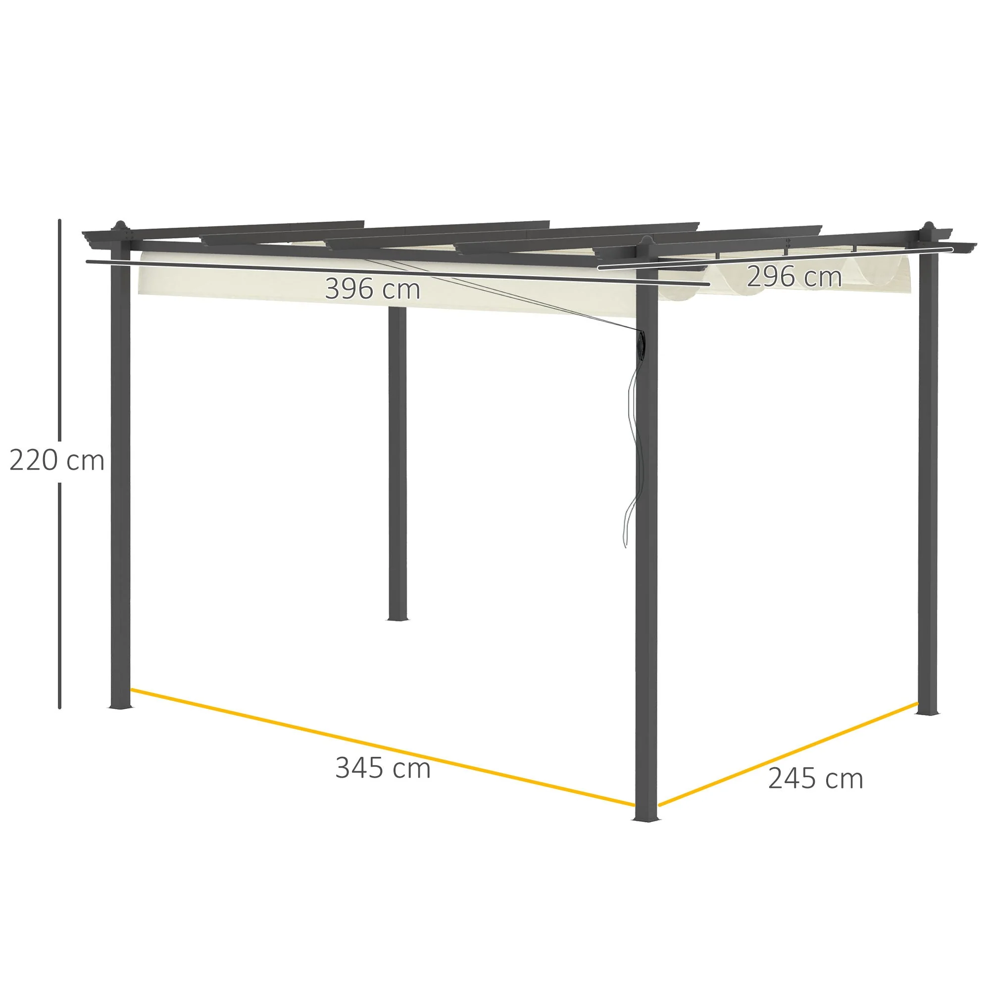 4 x 3M Aluminum Pergola with Retractable Roof - Image 2