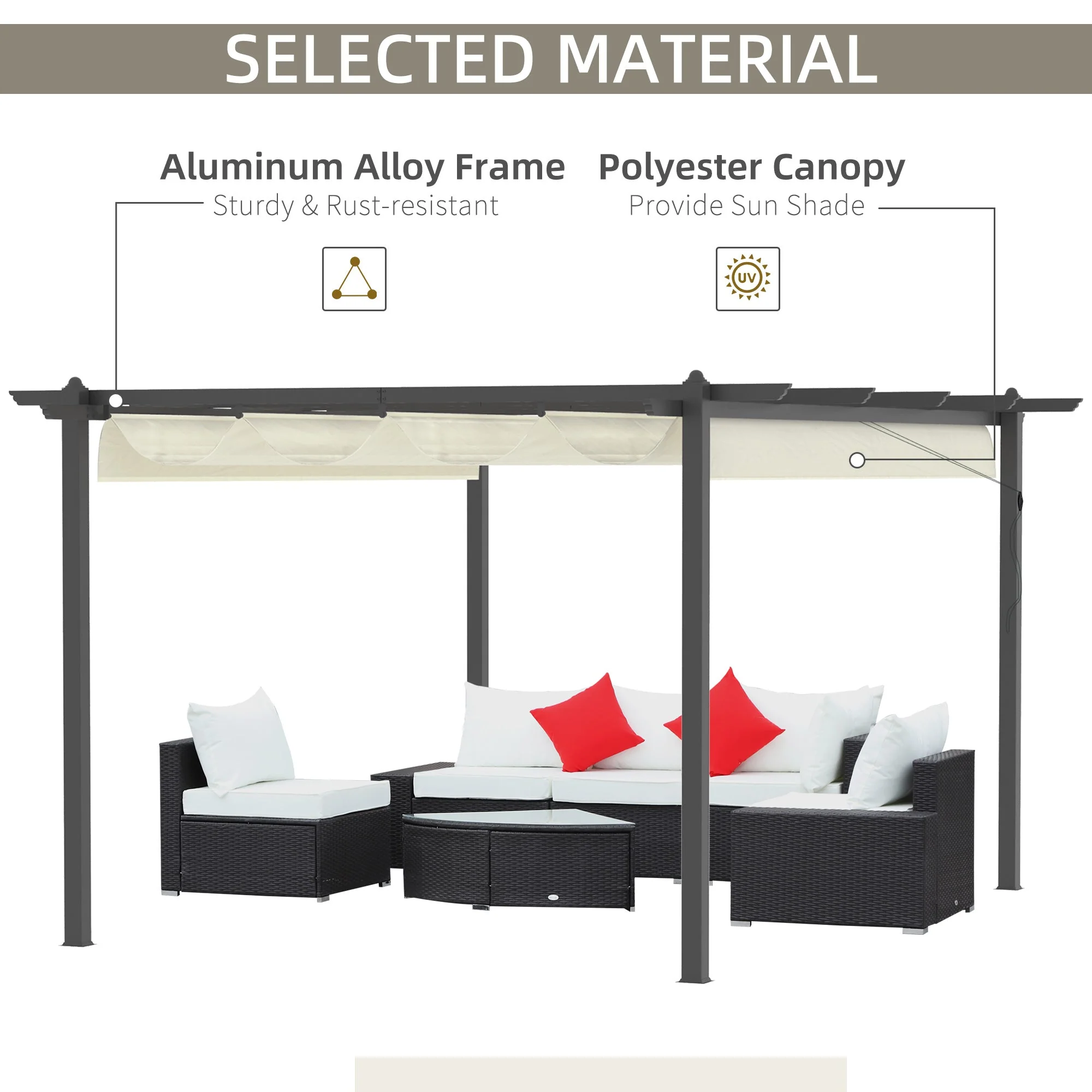 4 x 3M Aluminum Pergola with Retractable Roof - Image 3