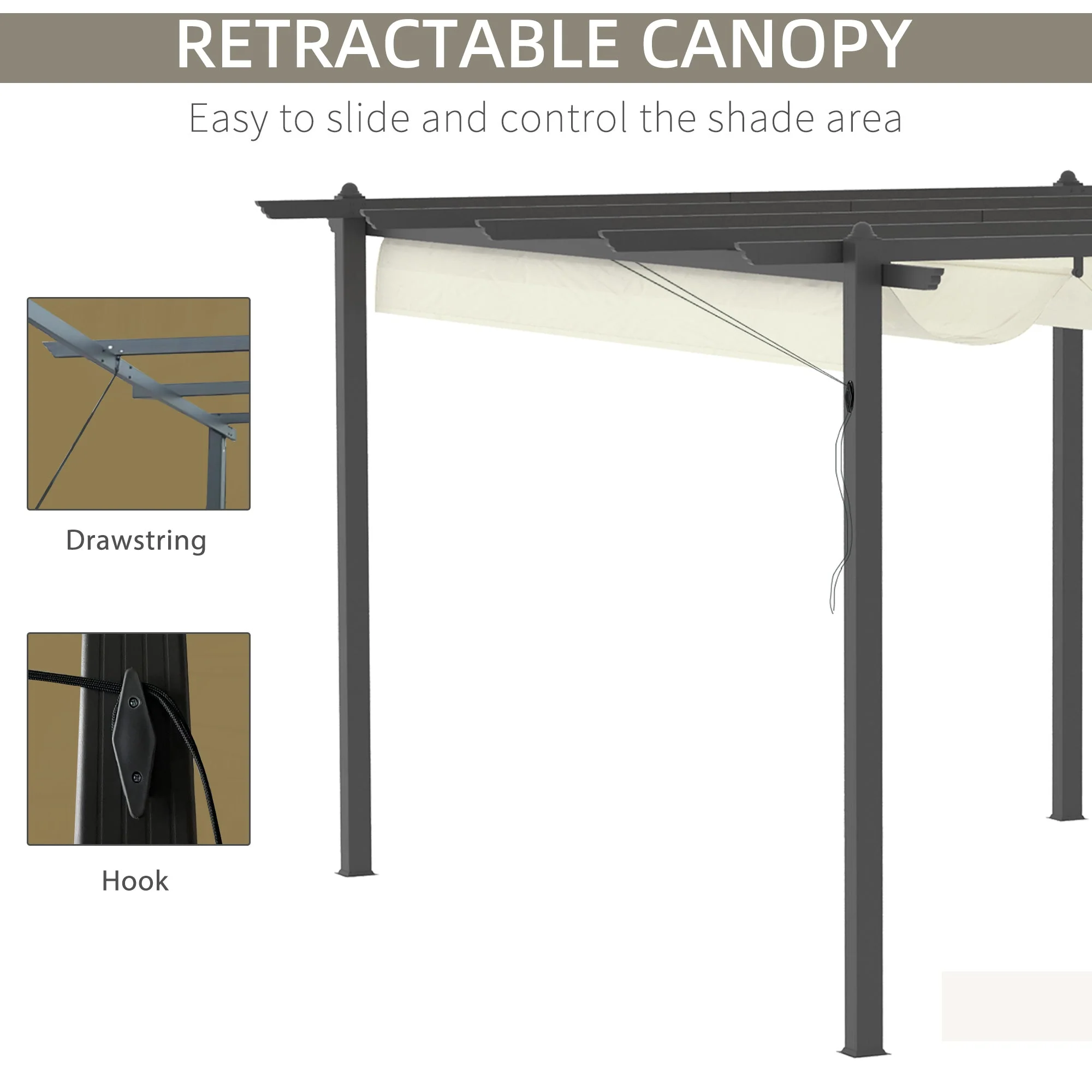 4 x 3M Aluminum Pergola with Retractable Roof - Image 4