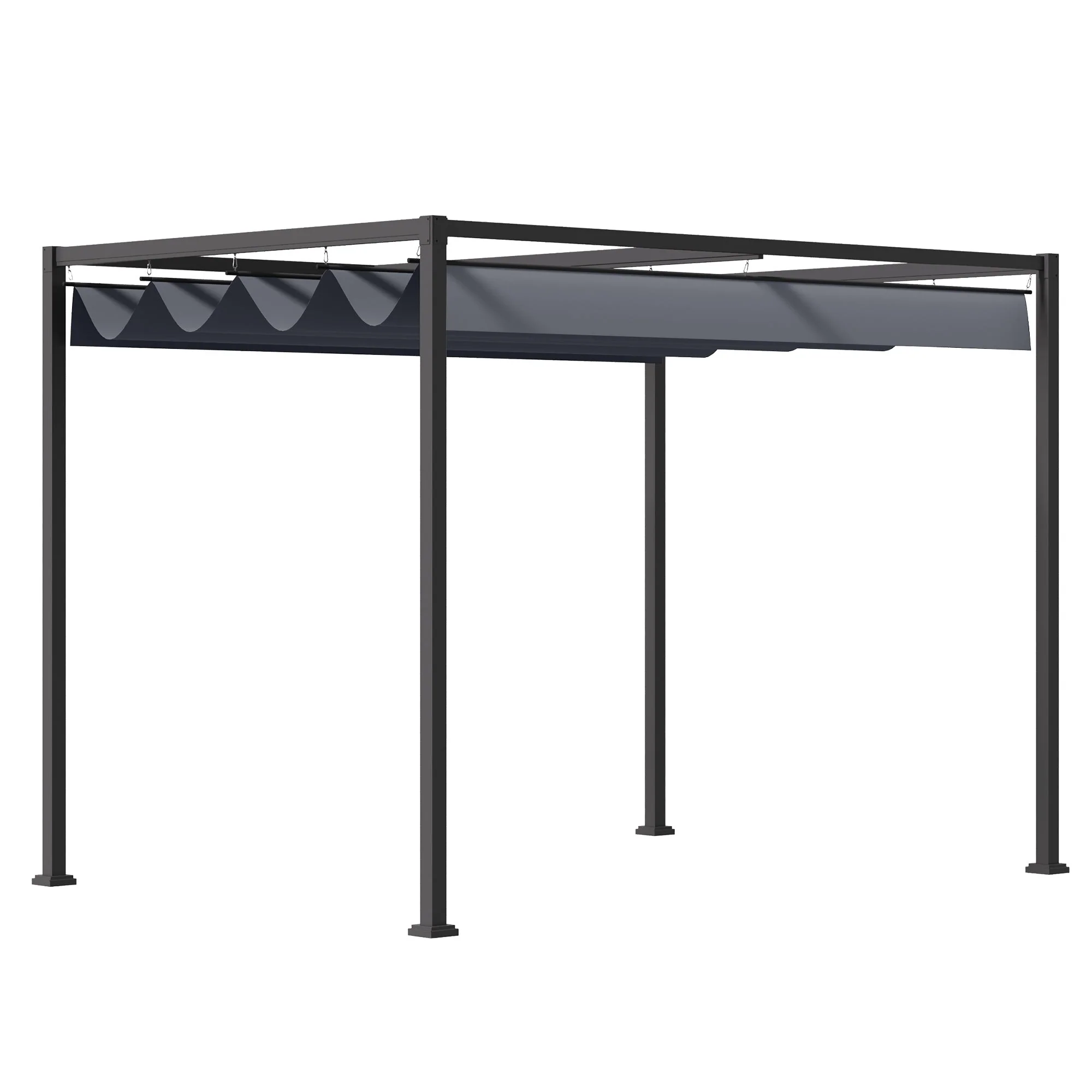 4 x 3M Metal Pergola Gazebo Patio Sun Shelter Grape Tent Retractable Canopy Grey - Image 2