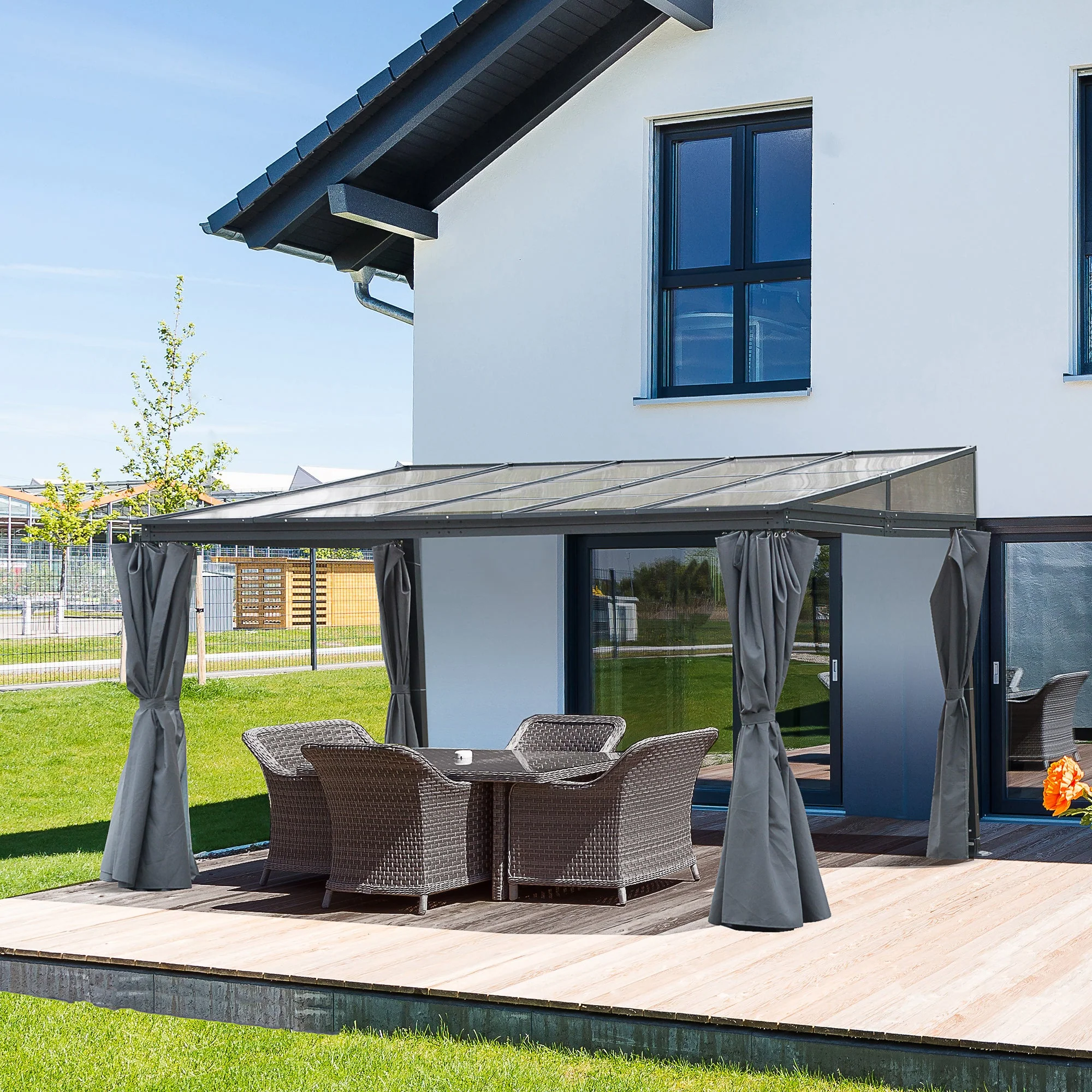 4 x 3M Outdoor Hardtop Gazebo with Curtains - Image 2