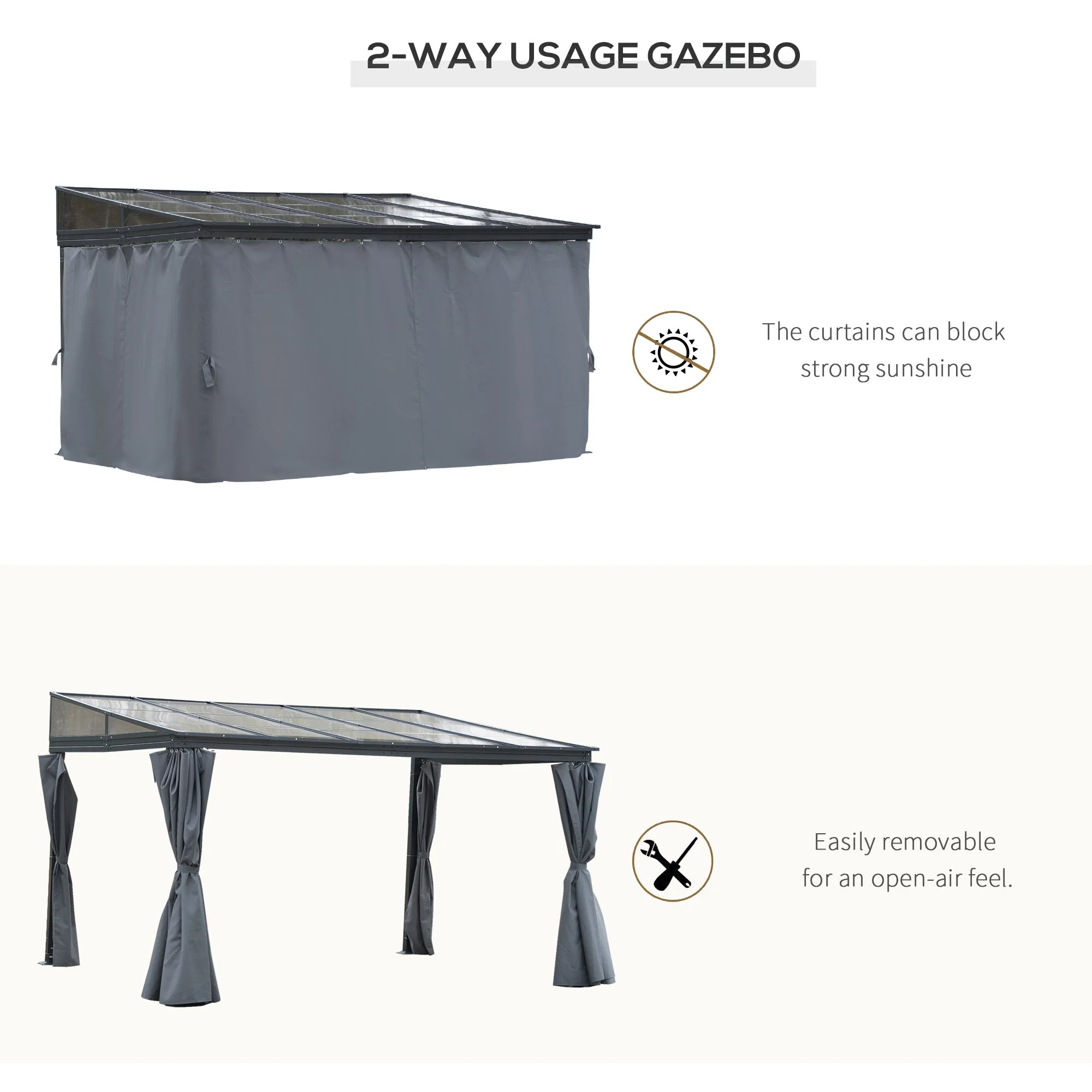 4 x 3M Outdoor Hardtop Gazebo with Curtains - Image 6