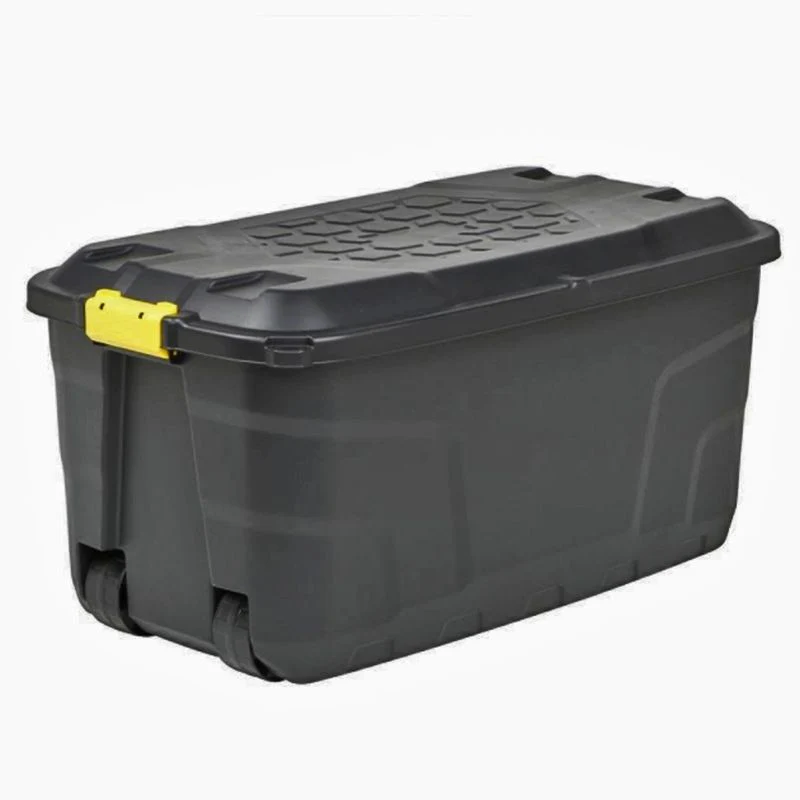 4 x Plastic Storage Box 145 Litres Extra Large - Black Heavy Duty by Strata - Image 5