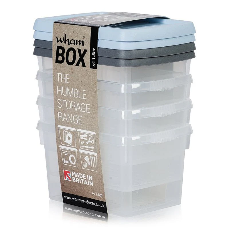 4 x Plastic Storage Boxes 1.5 Litres - Multi Coloured by Wham - Image 2