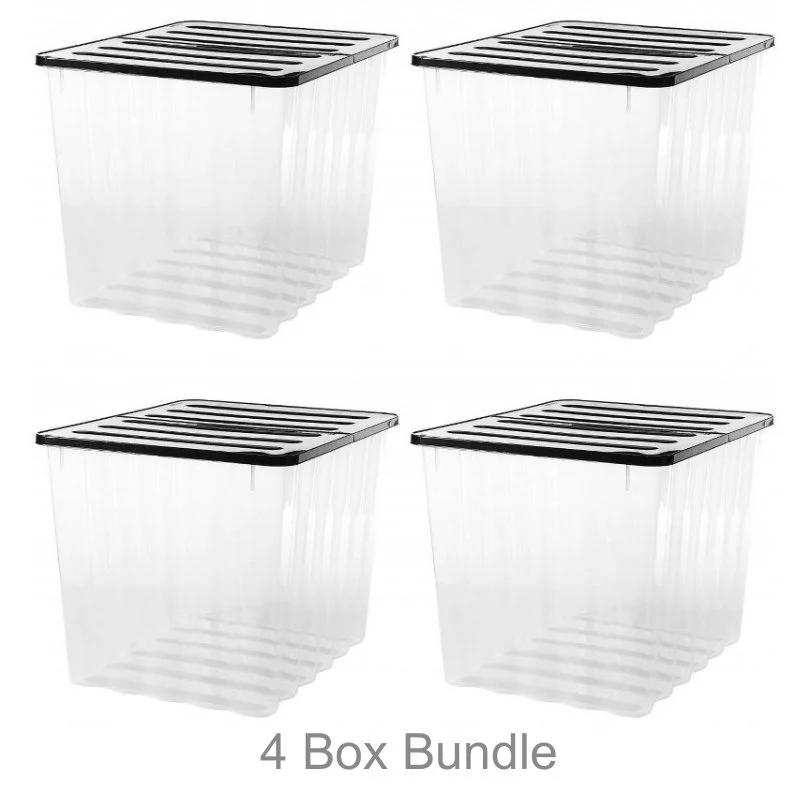 4 x Plastic Storage Boxes 110 Litres Extra Large - Clear & Black Supa Nova by Strata - Image 8