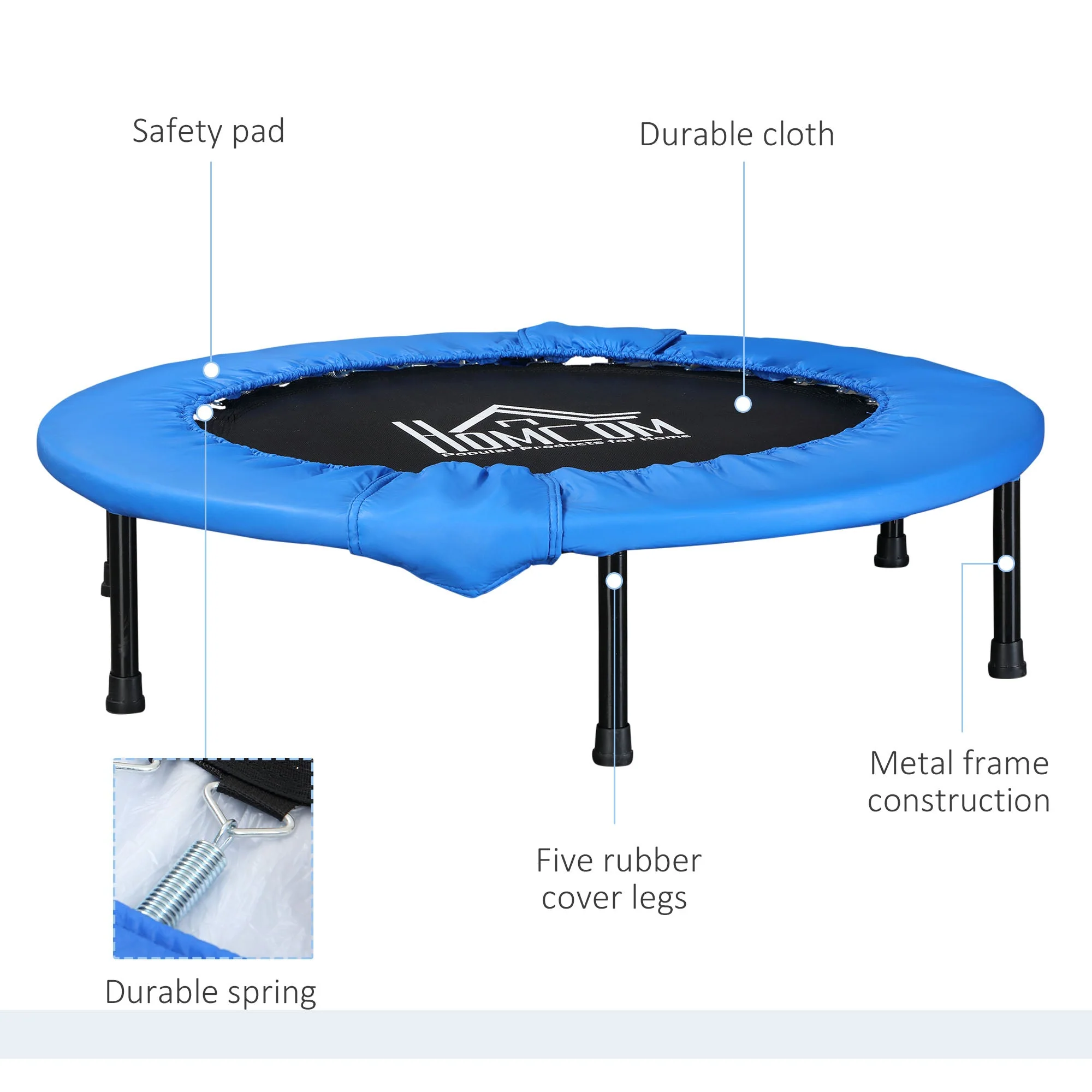 40" Mini Fitness Trampoline Home Gym Yoga Exercise Rebounder Indoor Outdoor Jumper w/ Safety Pad - Image 3