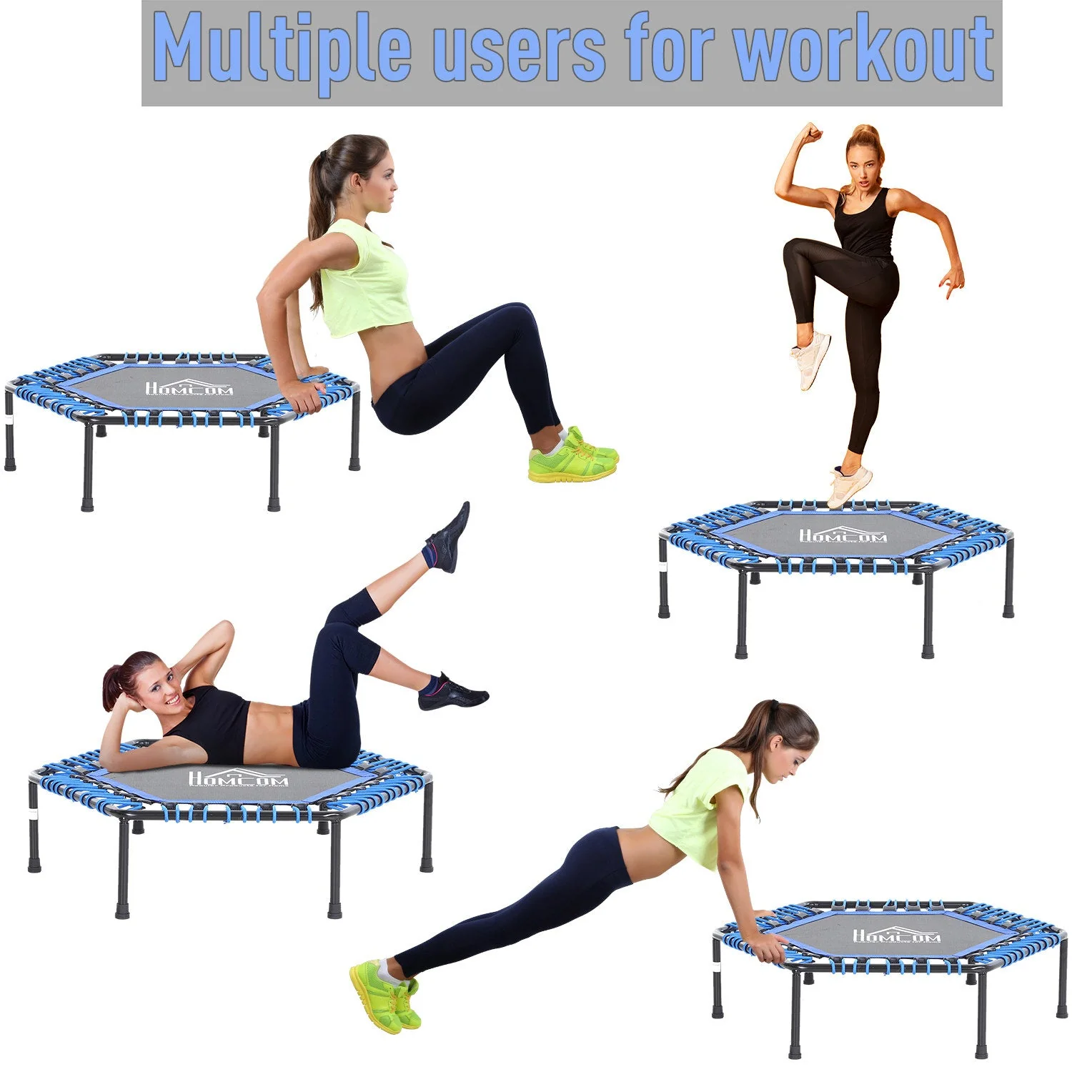 40" Mini Hexagon Steel Frame Trampoline with Anti-slip Rubber Pads Blue - Image 3