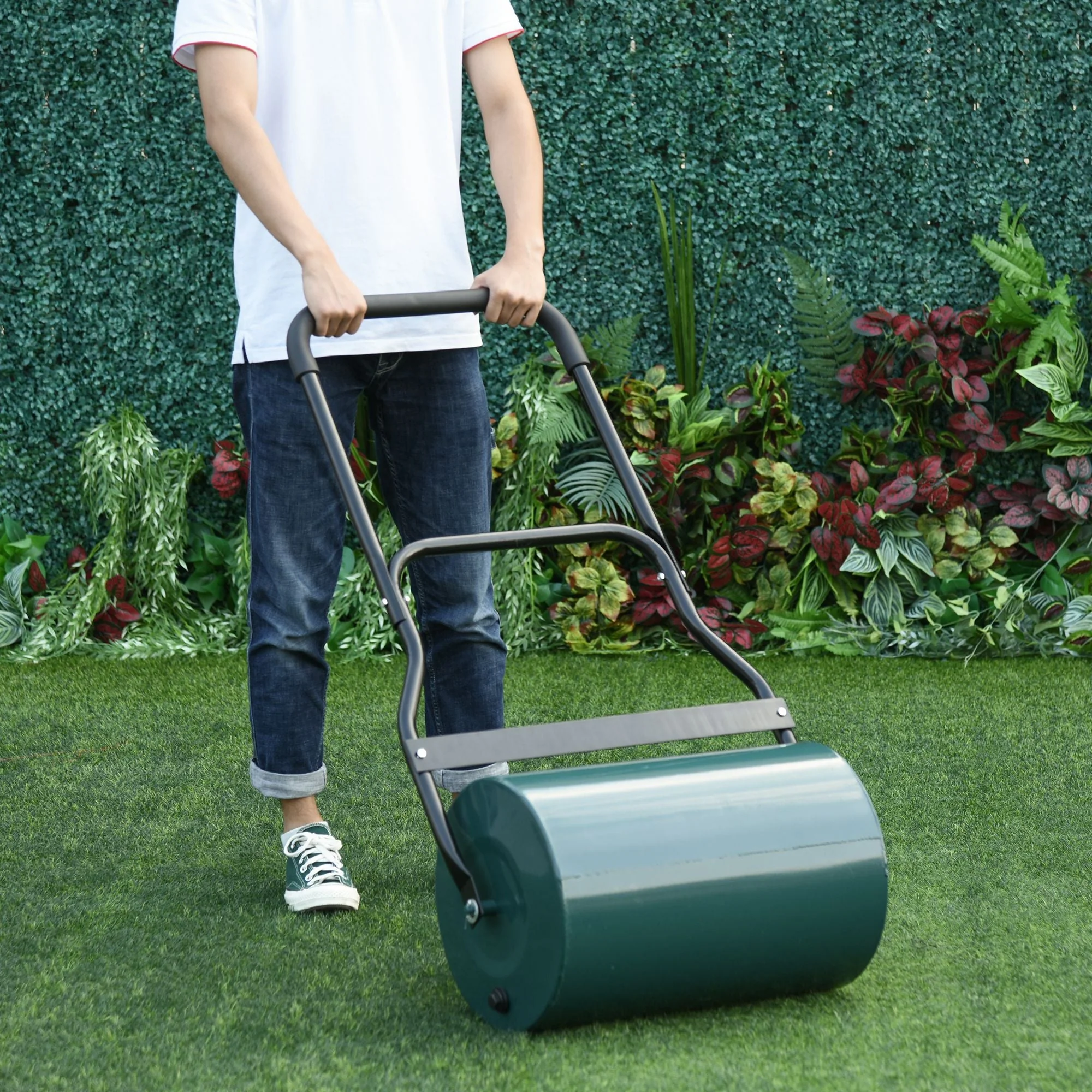 40L Metal Sand or Water Filled Lawn Roller Green - Image 2