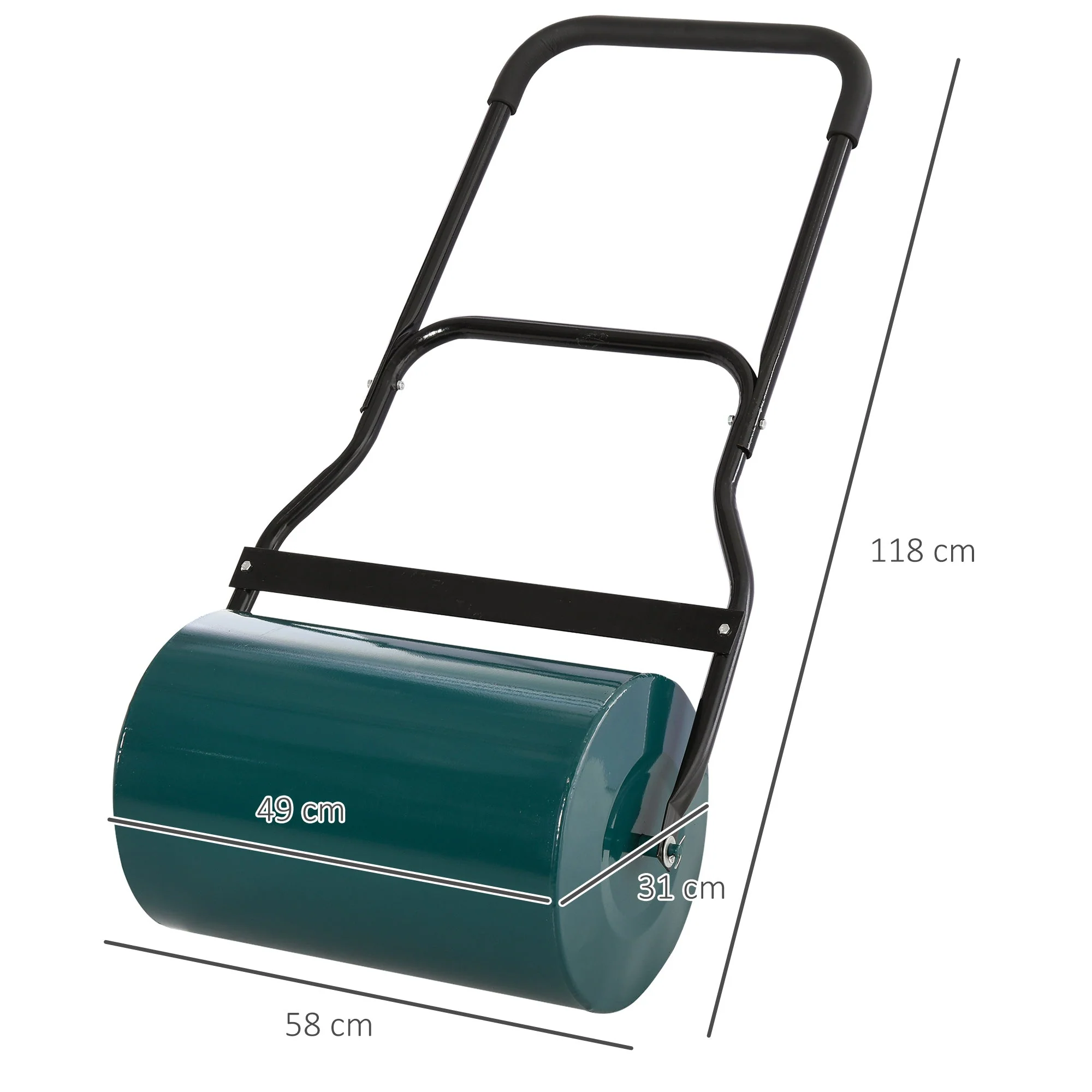 40L Metal Sand or Water Filled Lawn Roller Green - Image 3