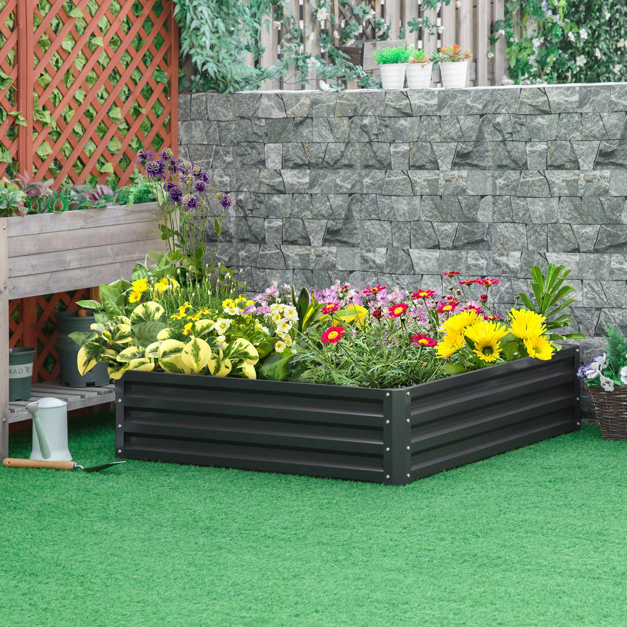 432L Square Raised Garden Bed Box with Weatherized Steel Frame for Vegetables - Image 2