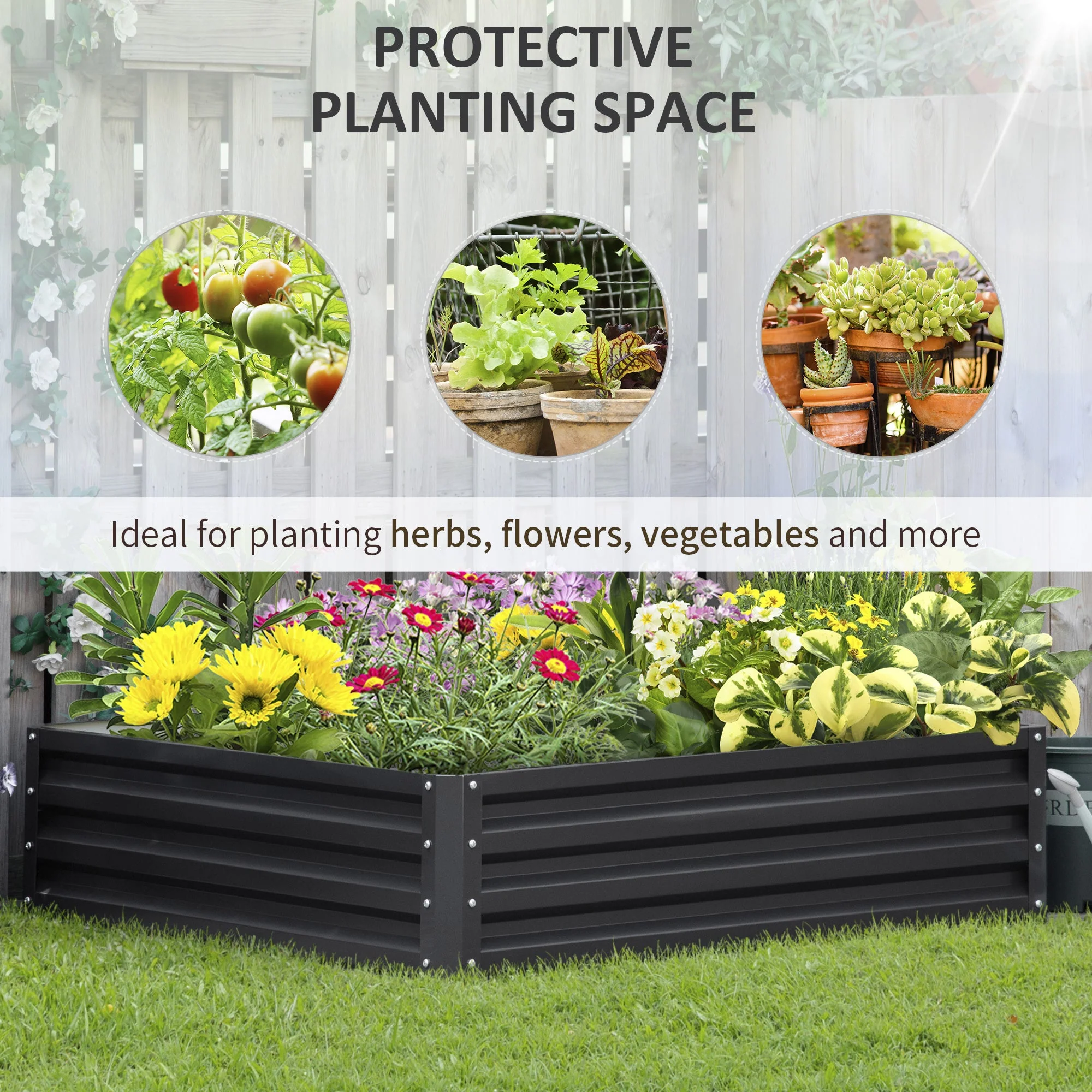 432L Square Raised Garden Bed Box with Weatherized Steel Frame for Vegetables - Image 4
