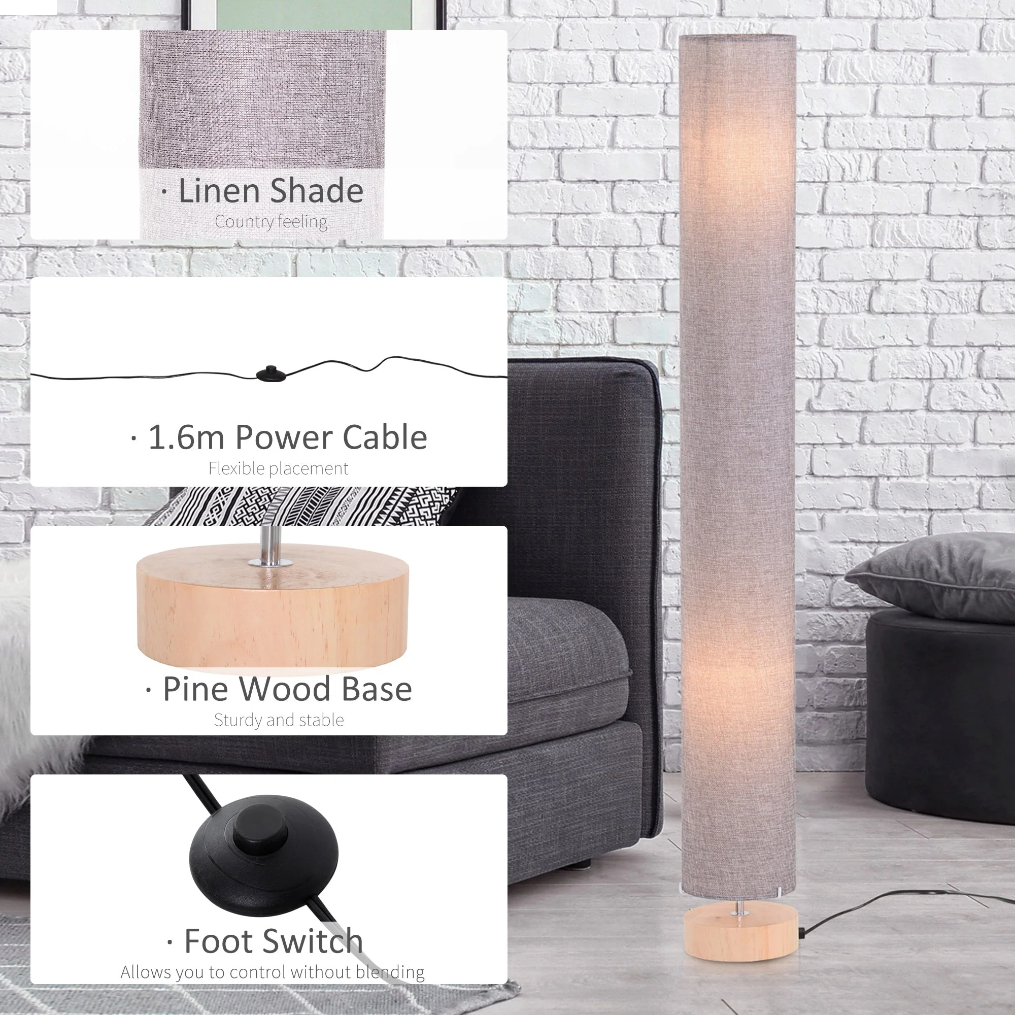 47-Inch Modern Wooden Floor Lamp for Bedroom - Image 5