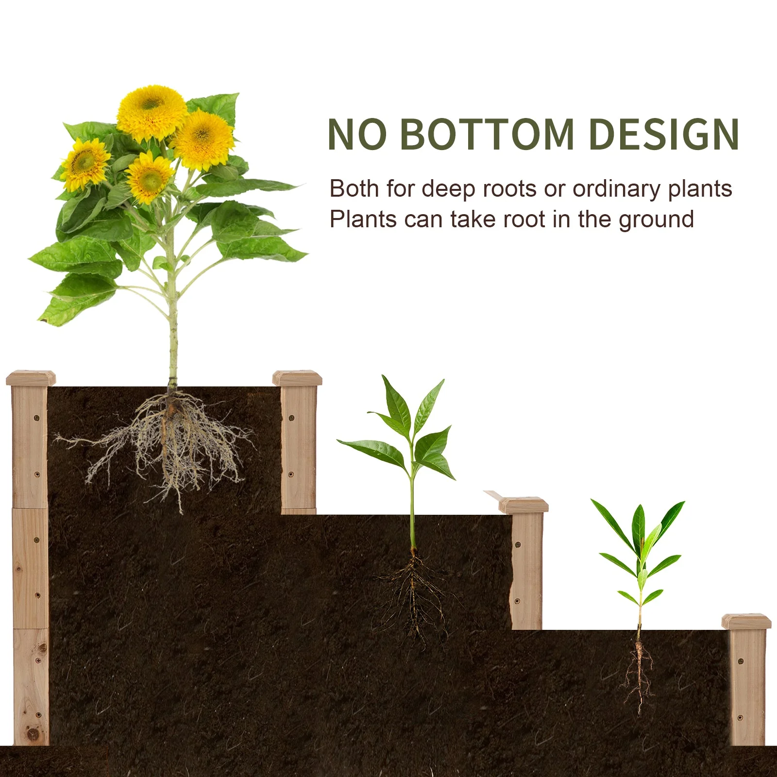 470L Wooden Raised Garden Bed 3-Tier Planter Kit Elevated Planter Box Stand for Yard & Patio 124 x 124 x 56 cm - Image 4