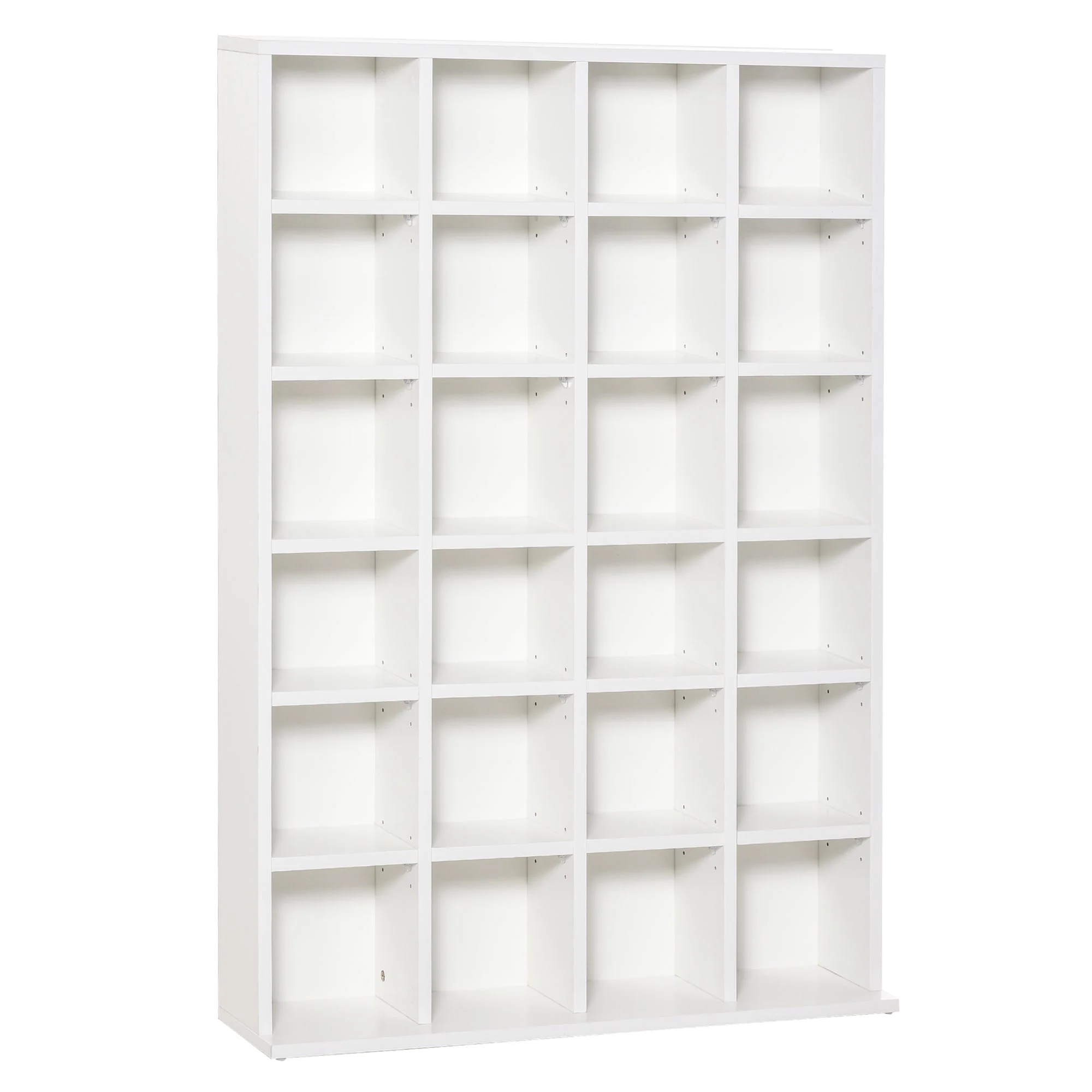 480 CD / 312 DVD Storage Shelf Rack Media Storage Unit Shelves Racks Wooden Bookcase Display Unit with 4 Adjustable Shelves White - Image 2