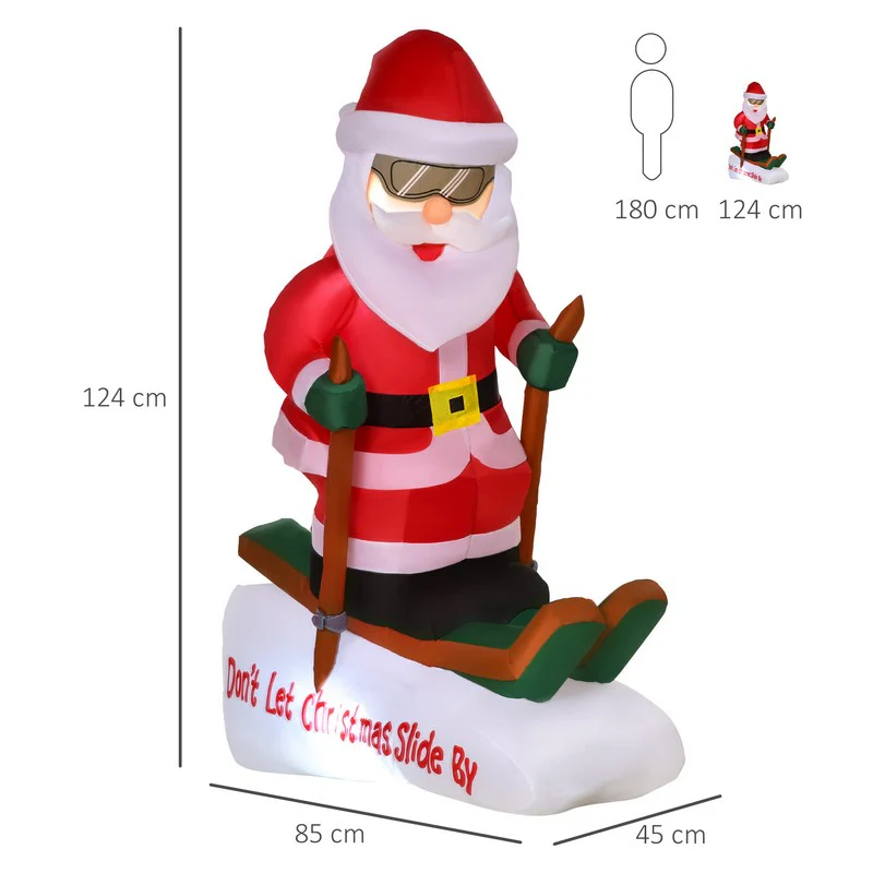 4ft Christmas Inflatable Decoration with Santa Claus Skiing for Party Holiday - Image 3