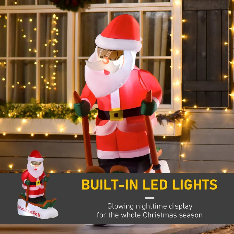 4ft Christmas Inflatable Decoration with Santa Claus Skiing for Party Holiday - Image 4
