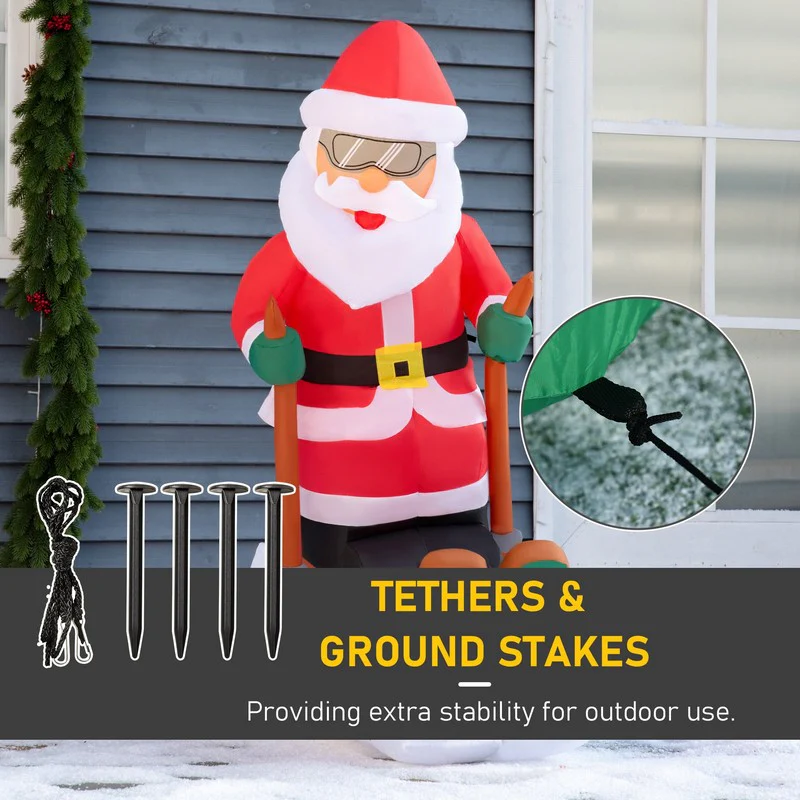 4ft Christmas Inflatable Decoration with Santa Claus Skiing for Party Holiday - Image 7