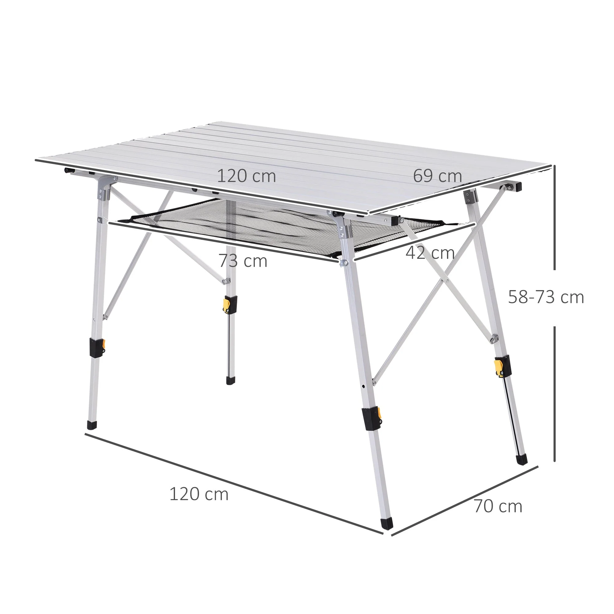 4FT Folding Aluminium Picnic Table Portable Camping BBQ Table Roll Up Top Mesh Layer Rack with Carrying Bag - Image 3