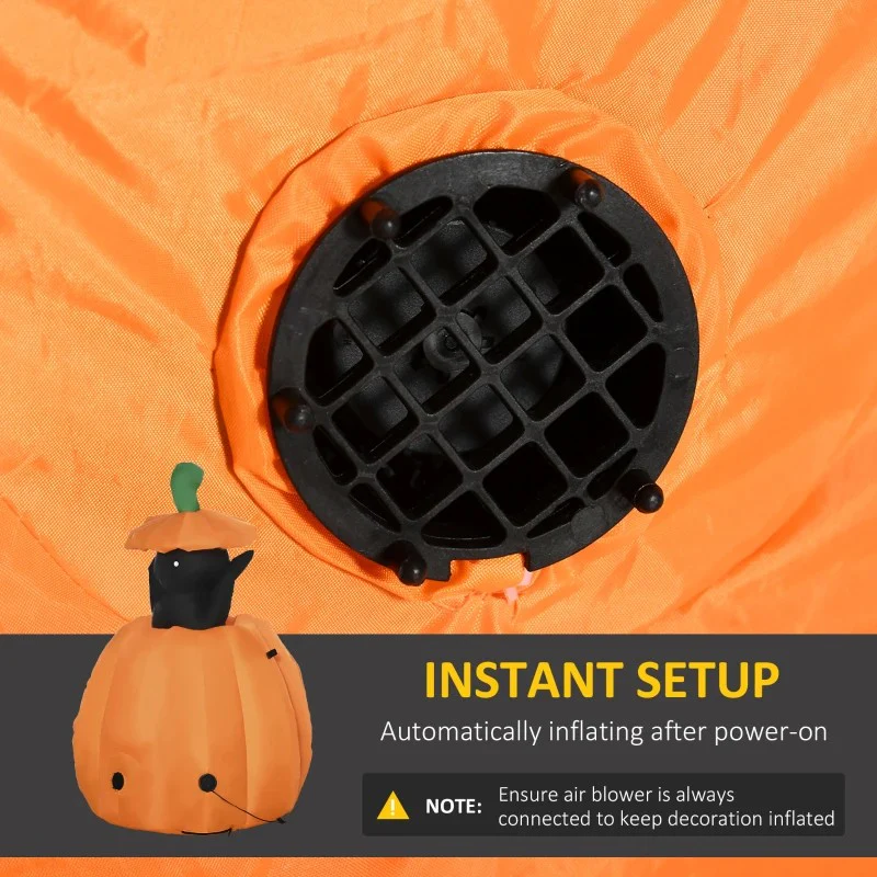 4ft Inflatable Halloween Pumpkin with Lifting Cat - Image 4
