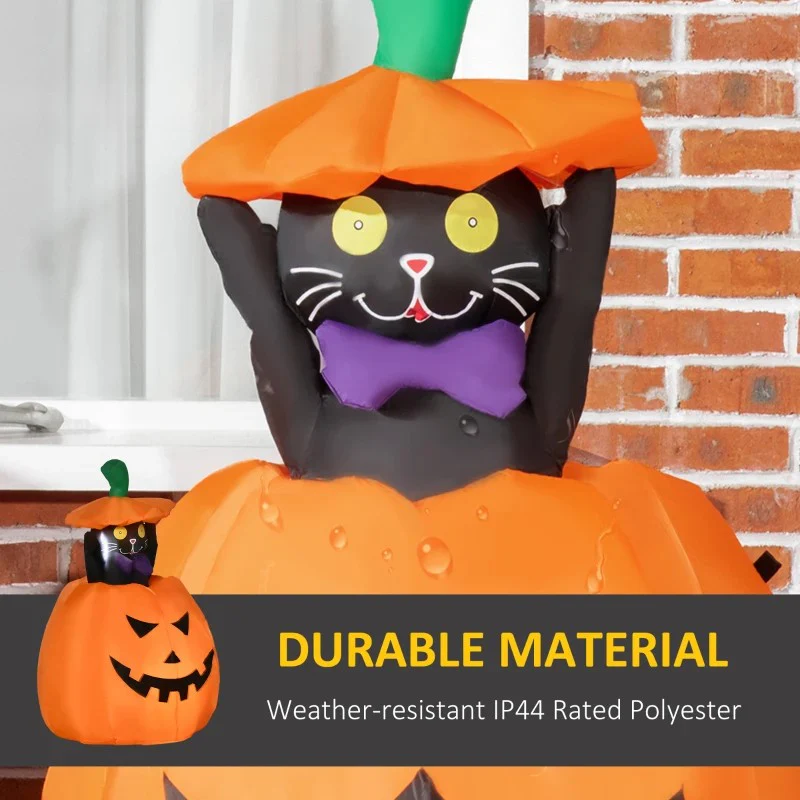 4ft Inflatable Halloween Pumpkin with Lifting Cat - Image 6