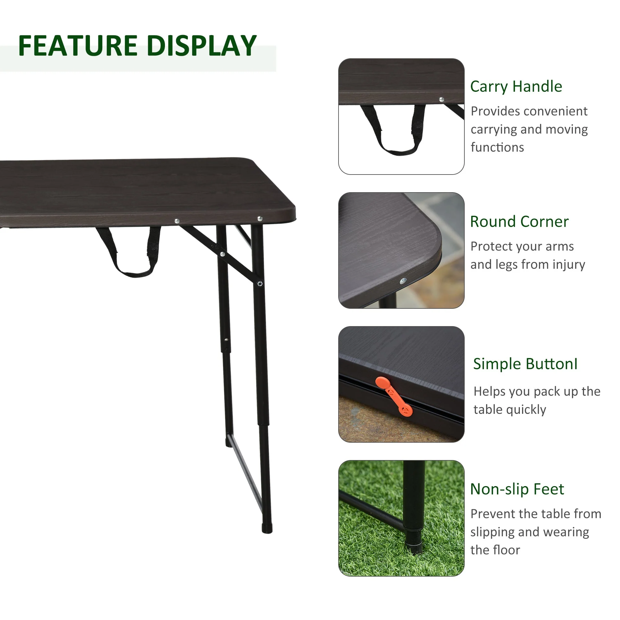 4FT Portable Metal Picnic Table - Image 3