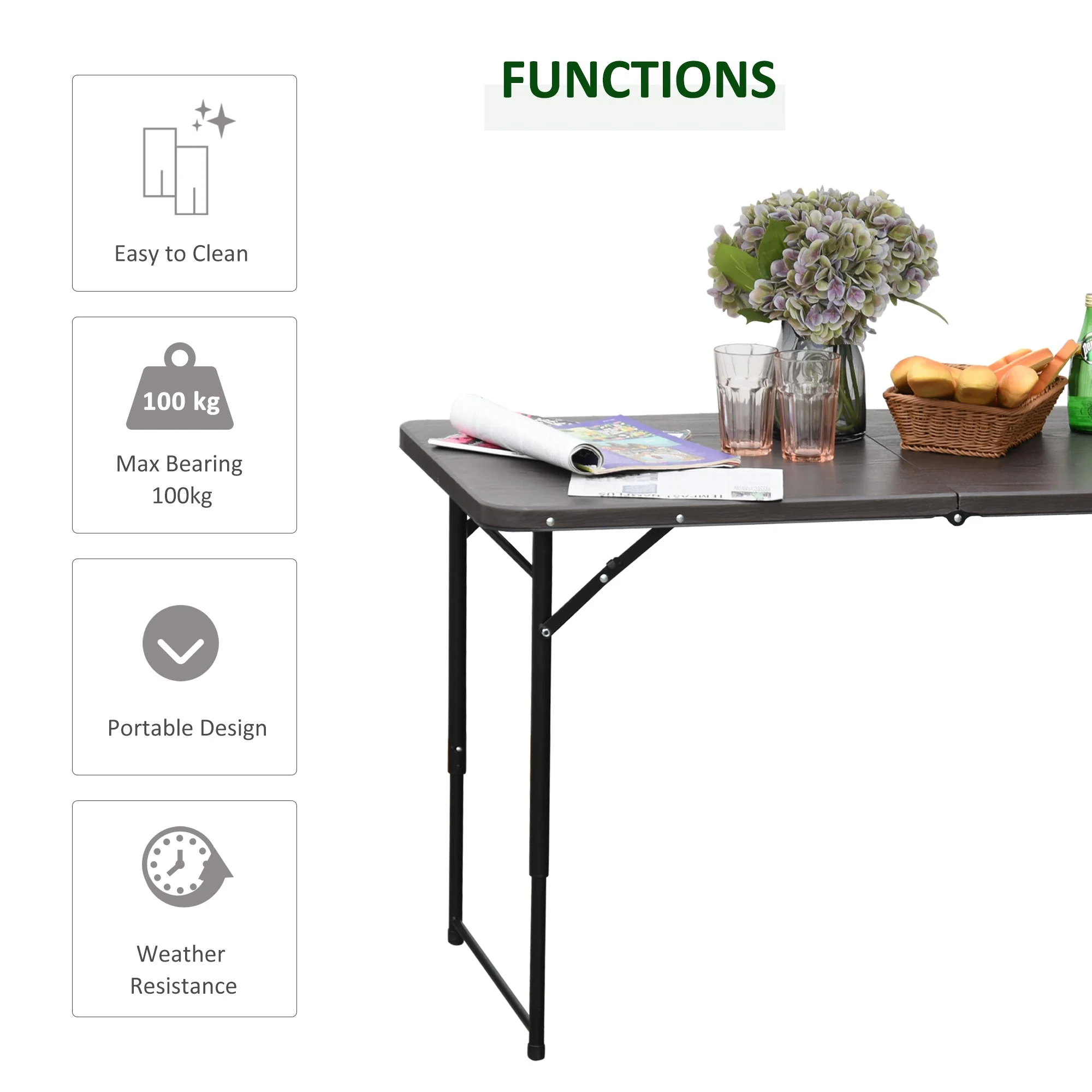 4FT Portable Metal Picnic Table - Image 4