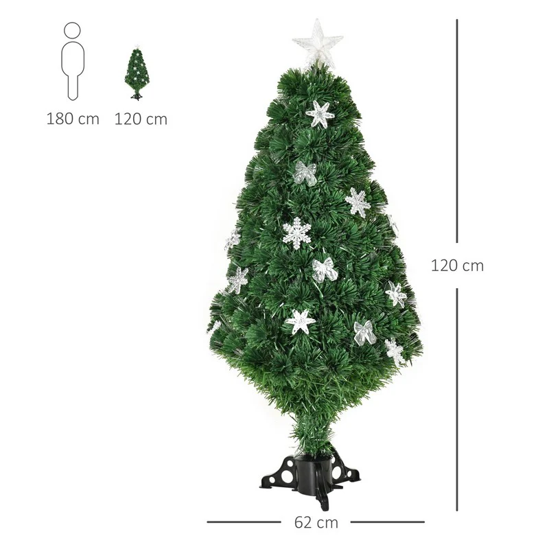 4FT Prelit Artificial Christmas Tree Fiber Optic LED Light Holiday Home Xmas Decoration Tree with Foldable Feet - Image 3