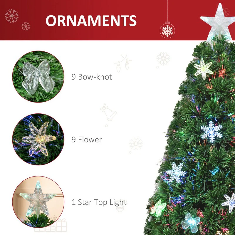 4FT Prelit Artificial Christmas Tree Fiber Optic LED Light Holiday Home Xmas Decoration Tree with Foldable Feet - Image 6