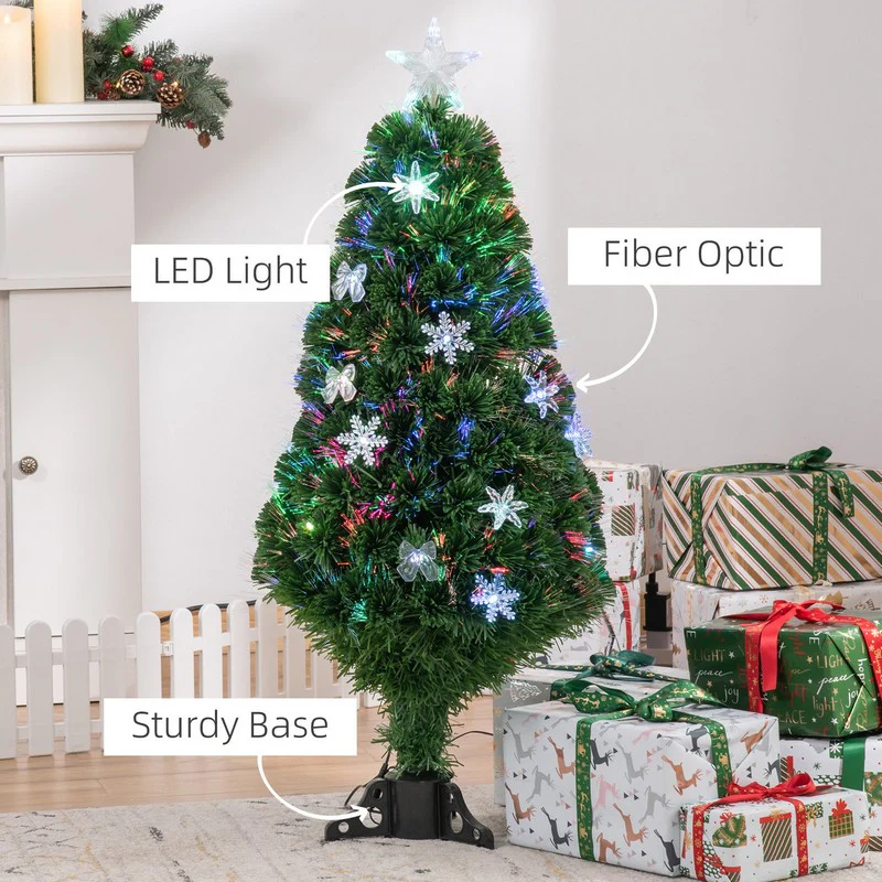 4FT Prelit Artificial Christmas Tree Fiber Optic LED Light Holiday Home Xmas Decoration Tree with Foldable Feet - Image 7