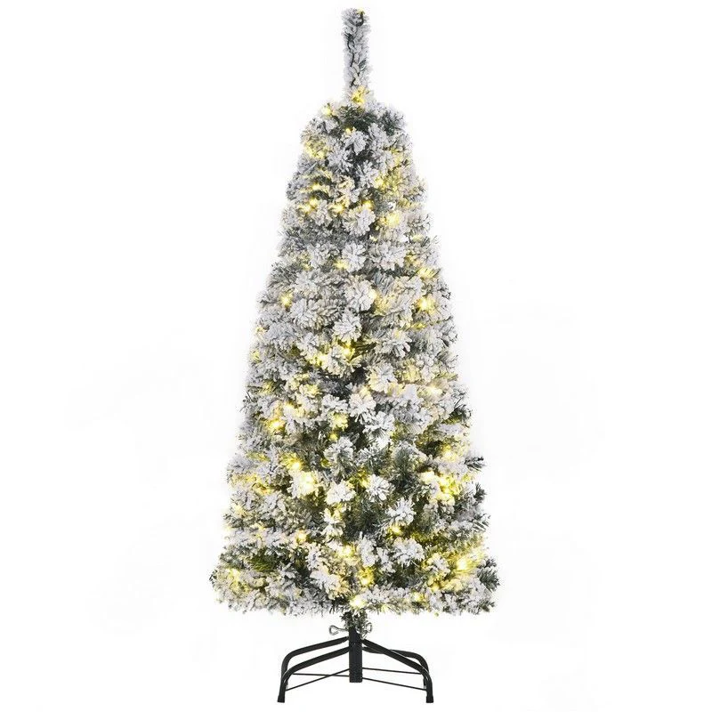 4FT Prelit Artificial Snow Flocked Christmas Tree with Warm White LED Light - Image 2