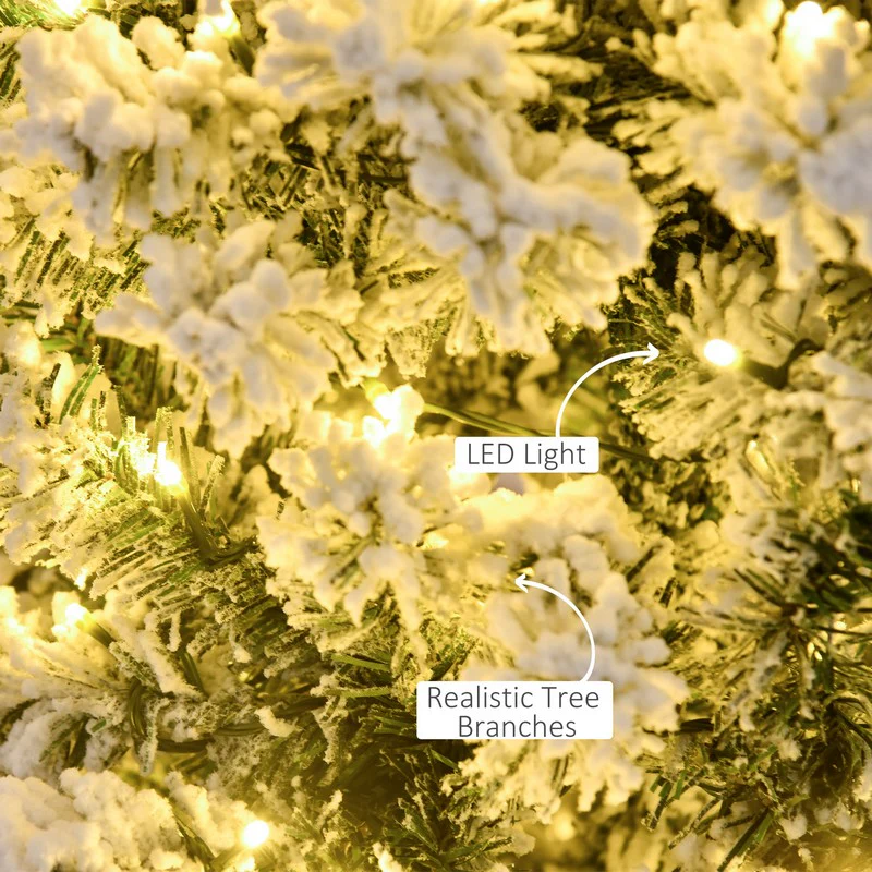 4FT Prelit Artificial Snow Flocked Christmas Tree with Warm White LED Light - Image 7