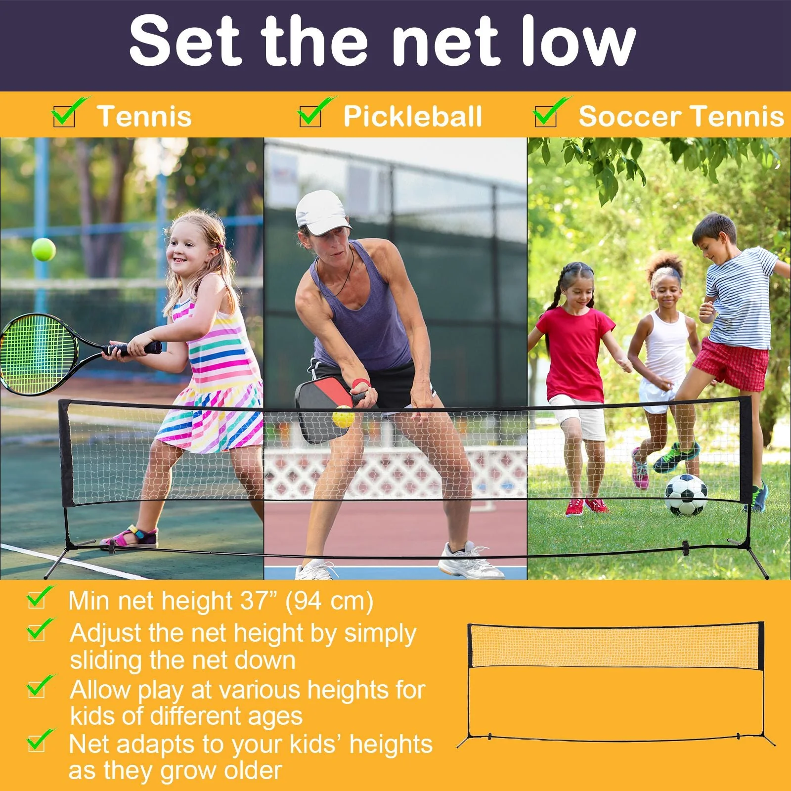 4m Portable PE Sports Net w/ Carry Bag Black - Image 5