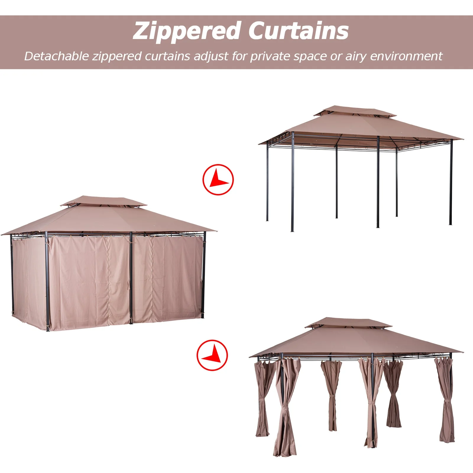 4m x 3M Metal Gazebo Canopy Party Tent Garden Pavillion Patio Shelter Pavilion with Curtains Sidewalls - Image 6
