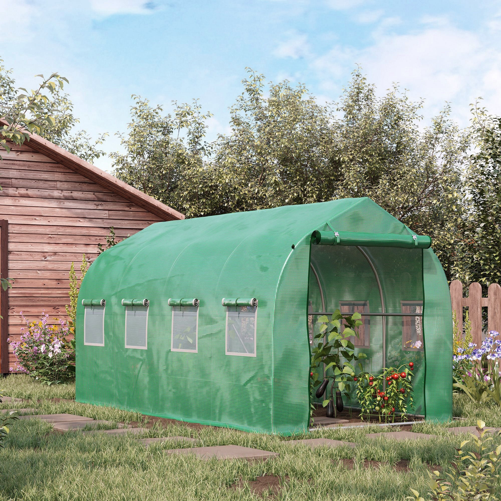 4x2 m Polytunnel Walk-in Greenhouse-Green - Image 2