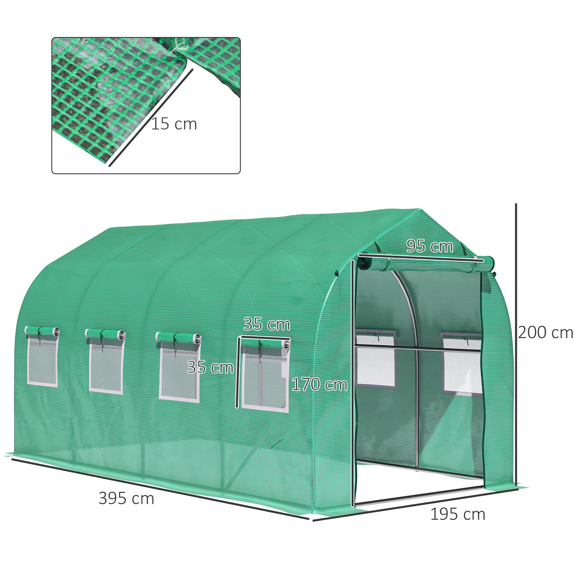 4x2 m Polytunnel Walk-in Greenhouse-Green - Image 3